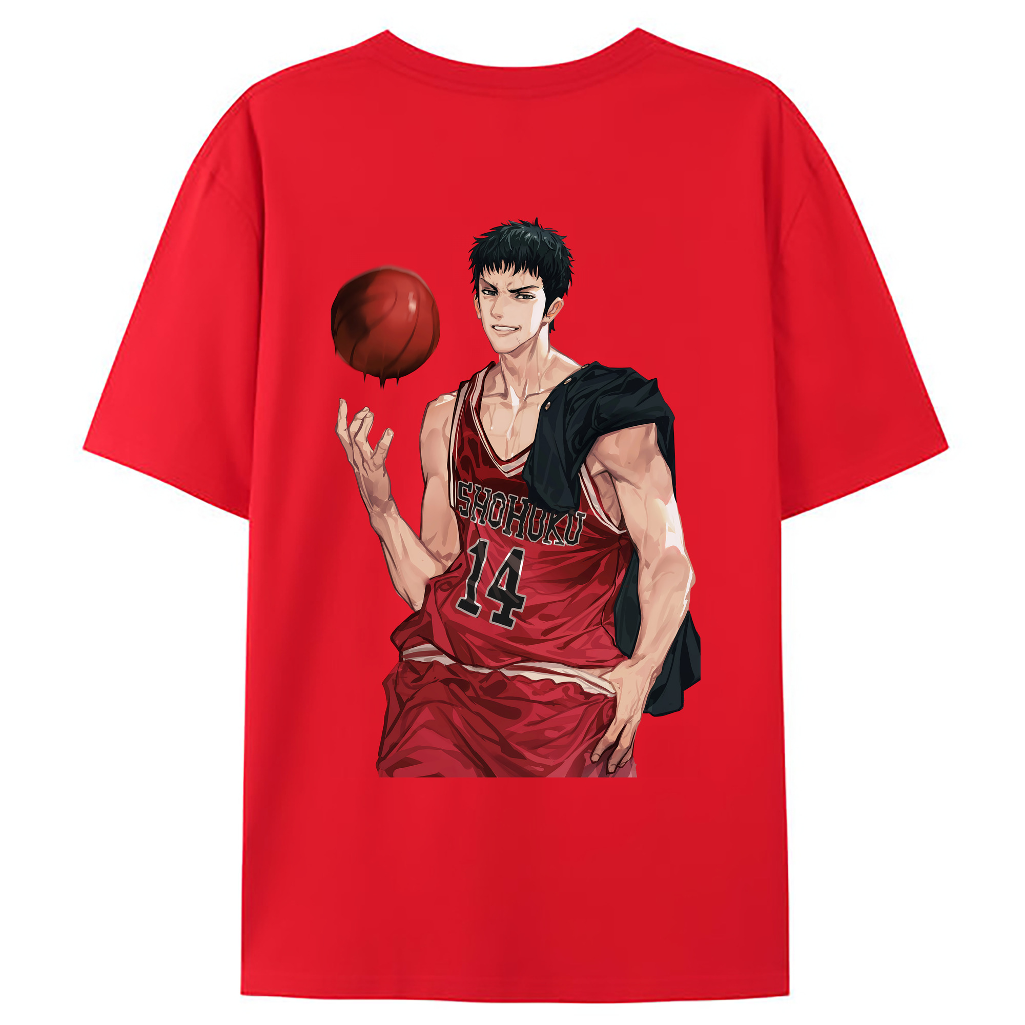（画像用） SLAM DUNK／スラムダンク 綿100％ メンズ半袖Tシャツ（バックプリント） 通気性