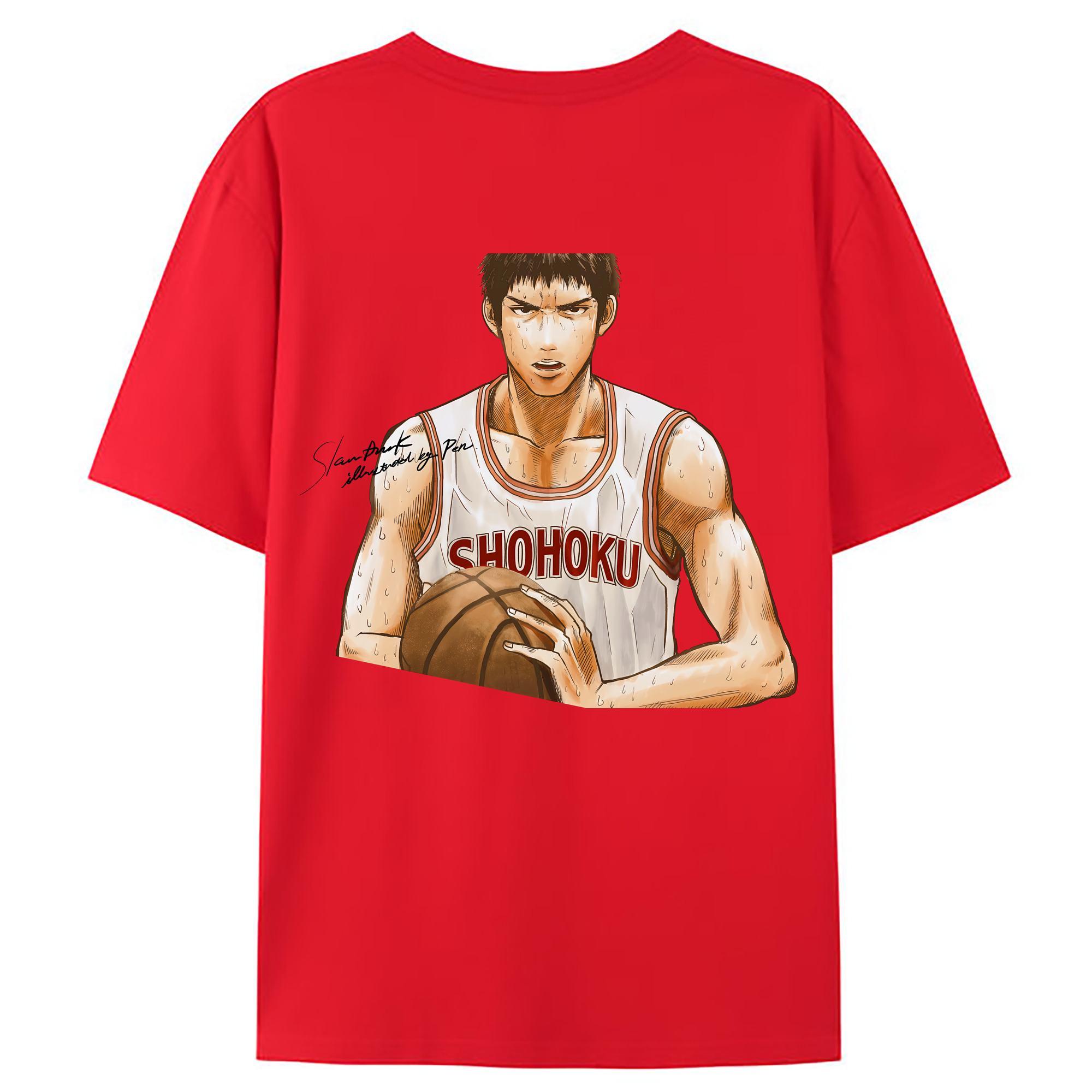 （画像用） SLAM DUNK／スラムダンク 綿100％ メンズ半袖Tシャツ（バックプリント） 通気性