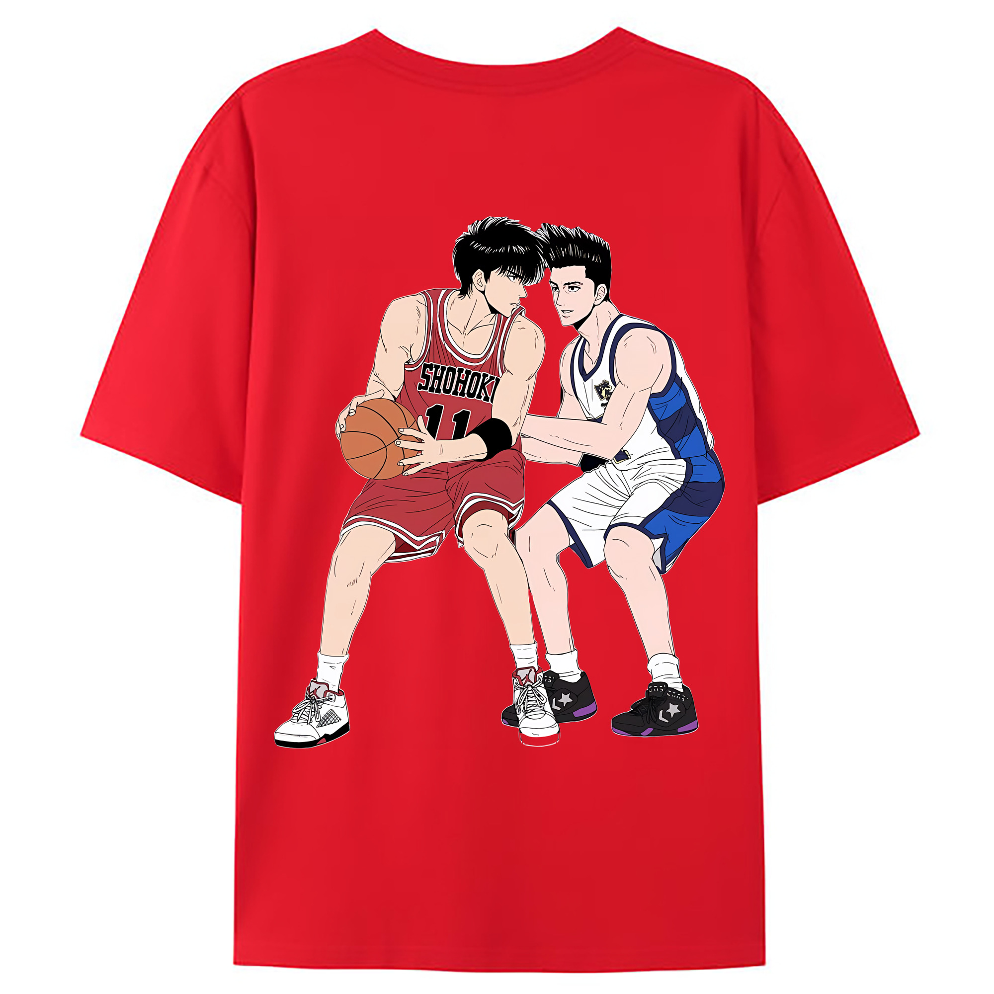 （画像用） SLAM DUNK／スラムダンク 綿100％ メンズ半袖Tシャツ（バックプリント） 通気性