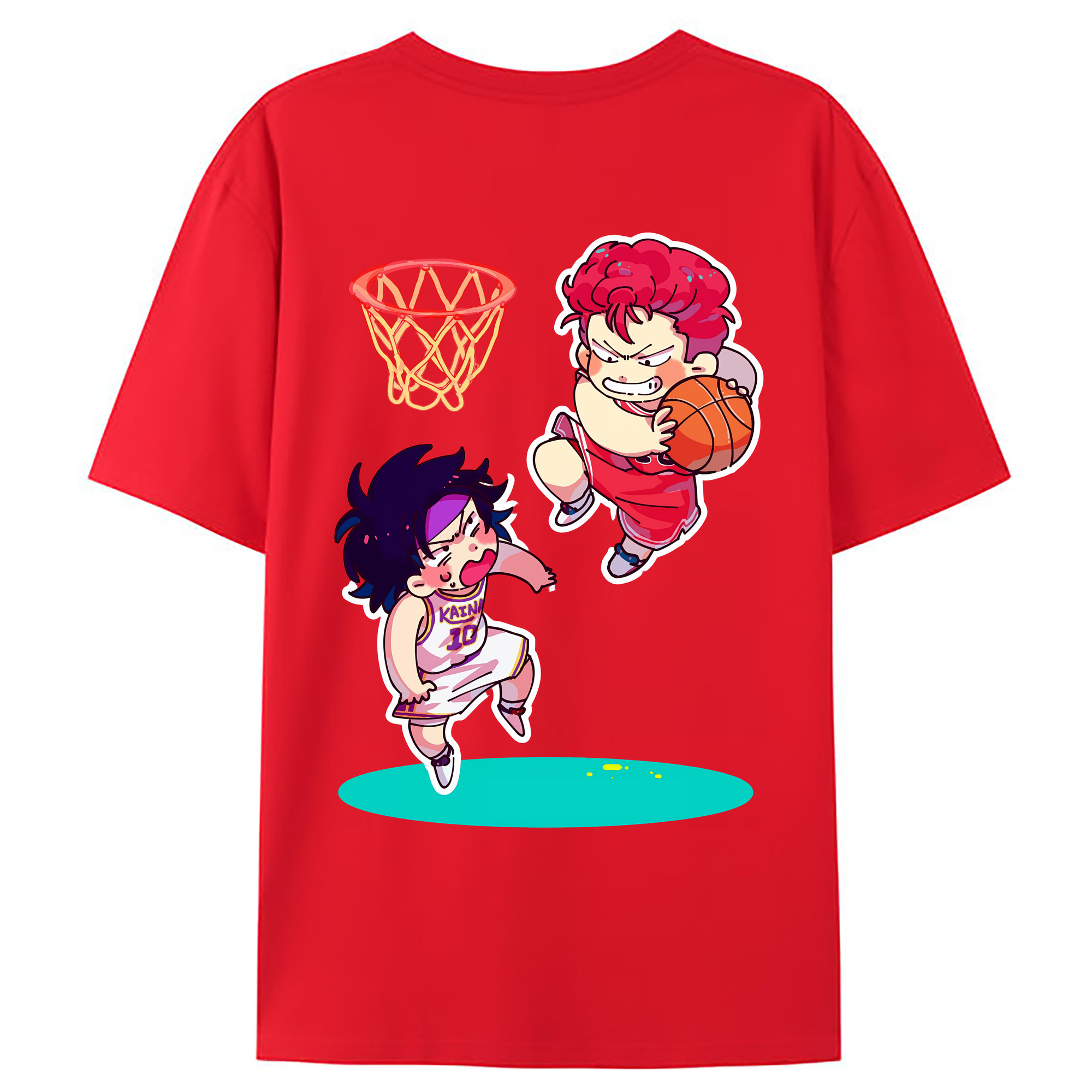 （画像用） SLAM DUNK／スラムダンク 綿100％ メンズ半袖Tシャツ（バックプリント） 通気性