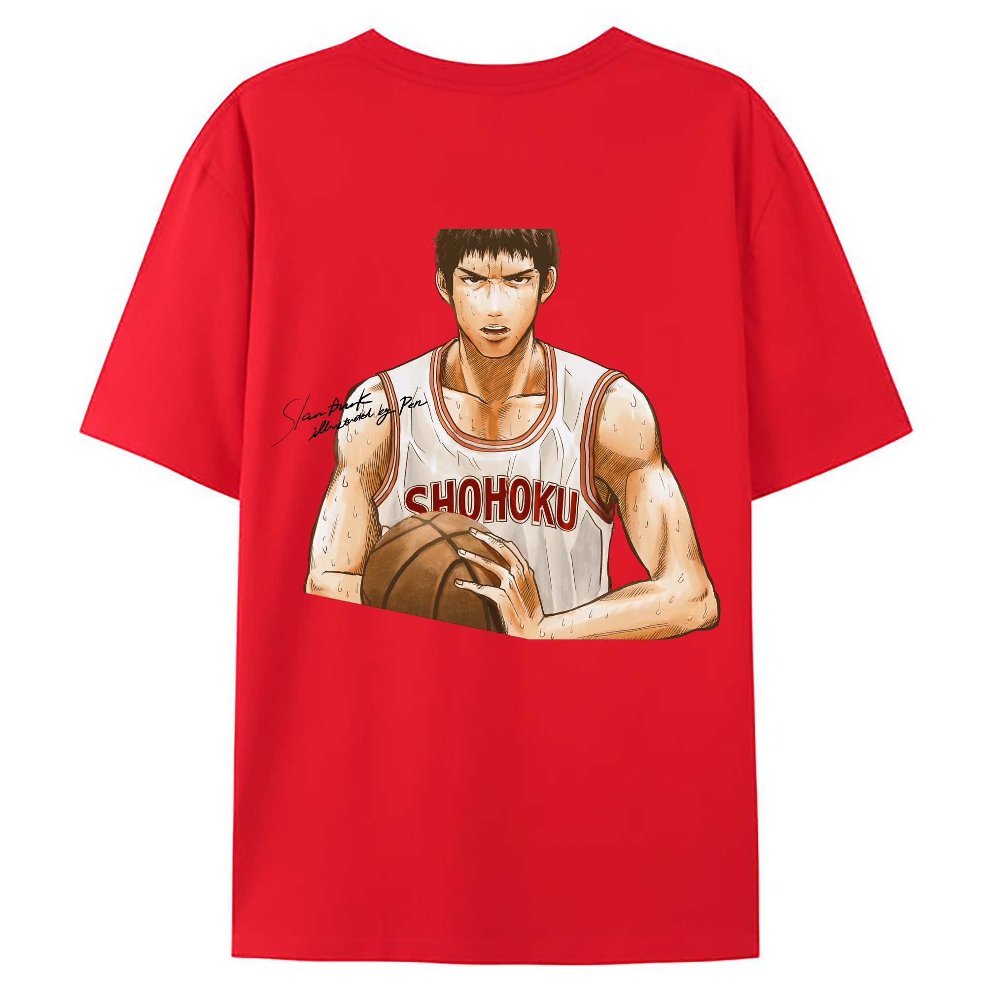 （画像用） SLAM DUNK／スラムダンク 綿100％ メンズ半袖Tシャツ（バックプリント） 通気性