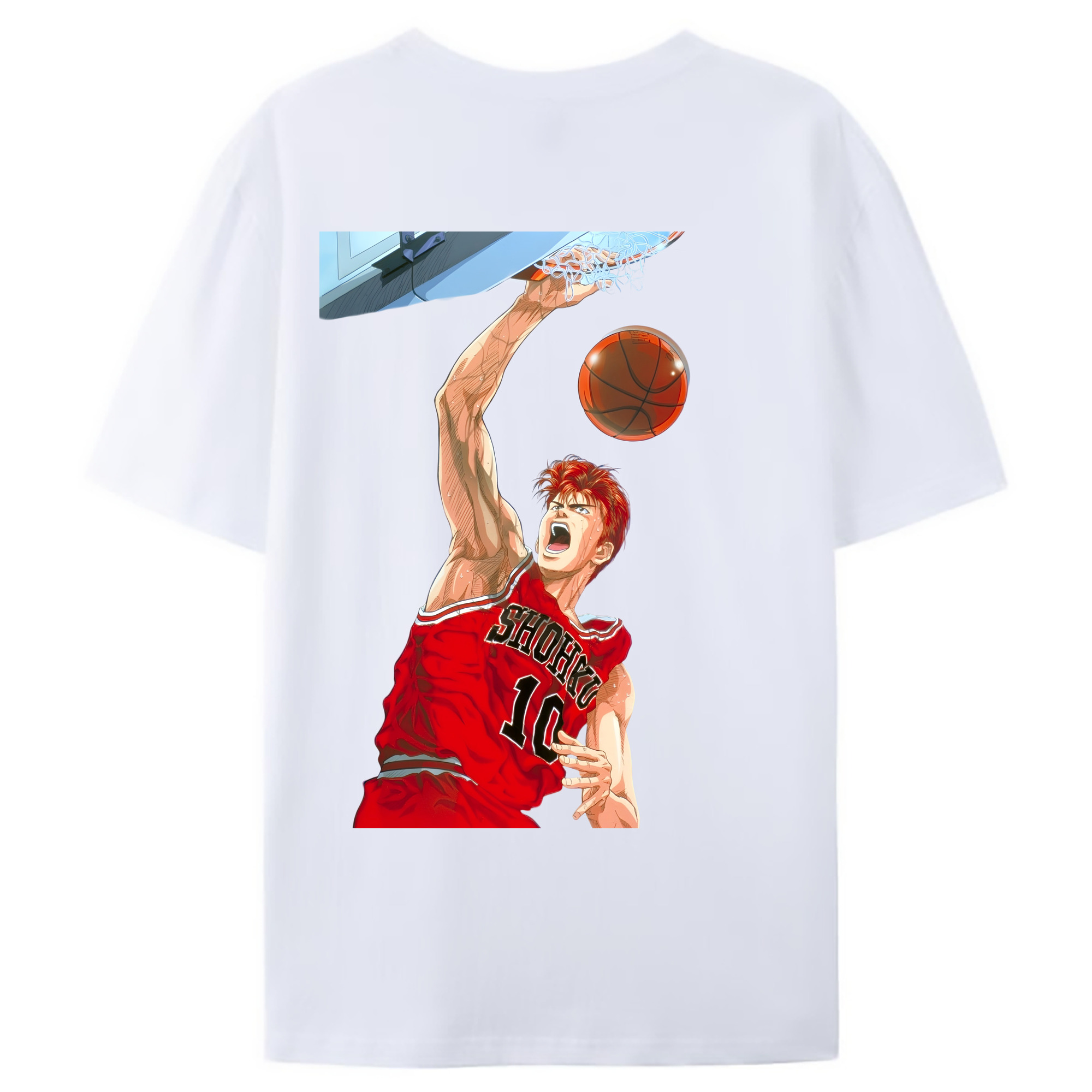 （画像用） SLAM DUNK／スラムダンク 綿100％ メンズ半袖Tシャツ（バックプリント） 通気性