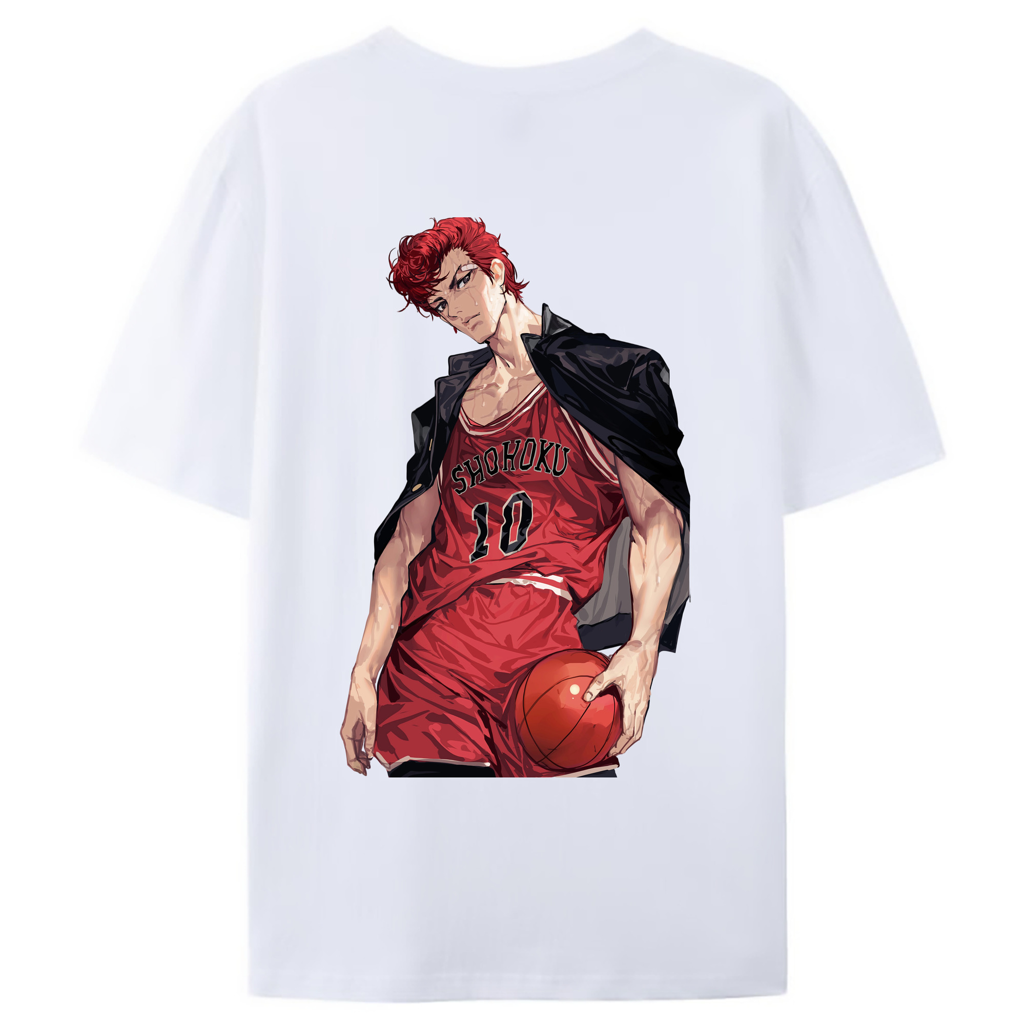 （画像用） SLAM DUNK／スラムダンク 綿100％ メンズ半袖Tシャツ（バックプリント） 通気性