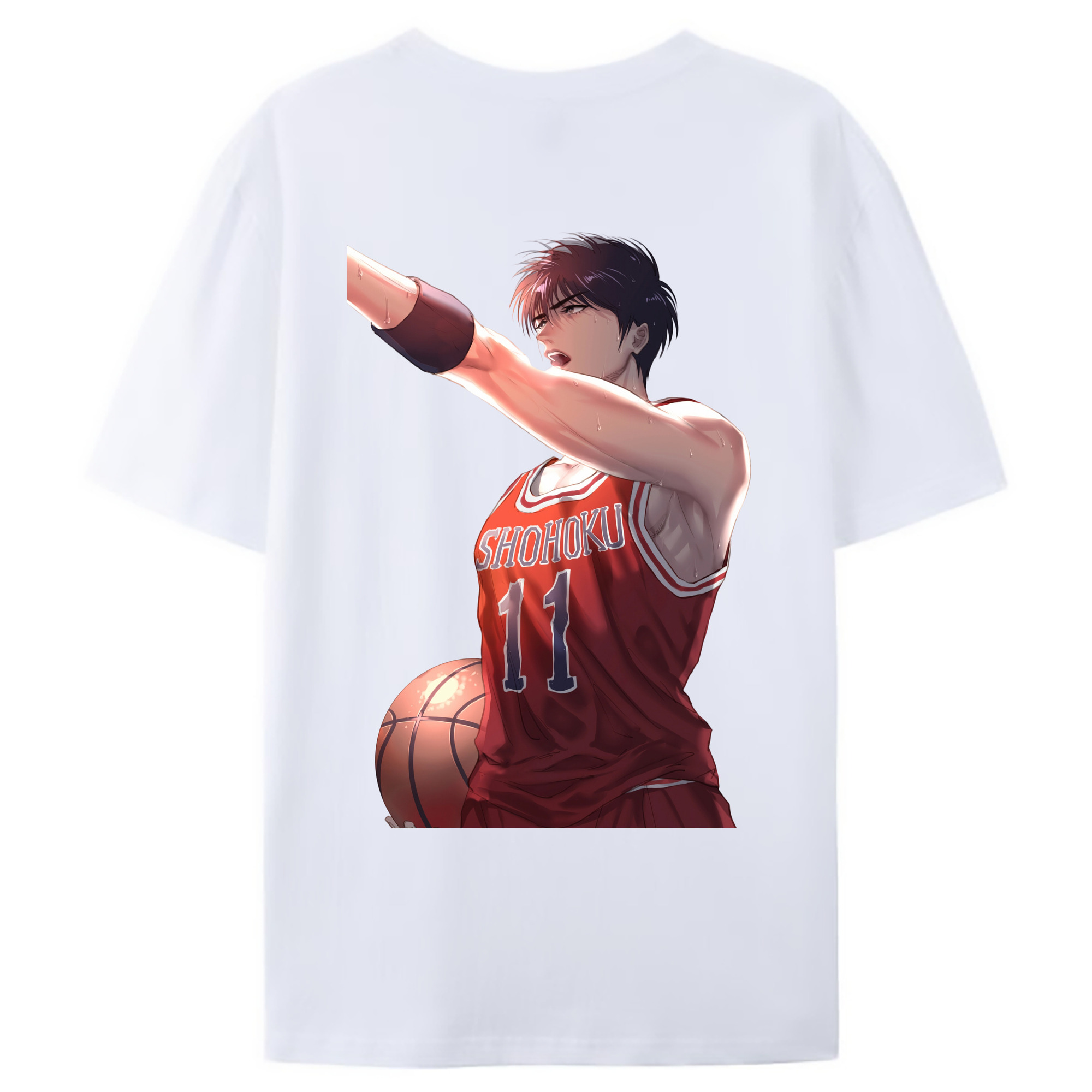 （画像用） SLAM DUNK／スラムダンク 綿100％ メンズ半袖Tシャツ（バックプリント） 通気性