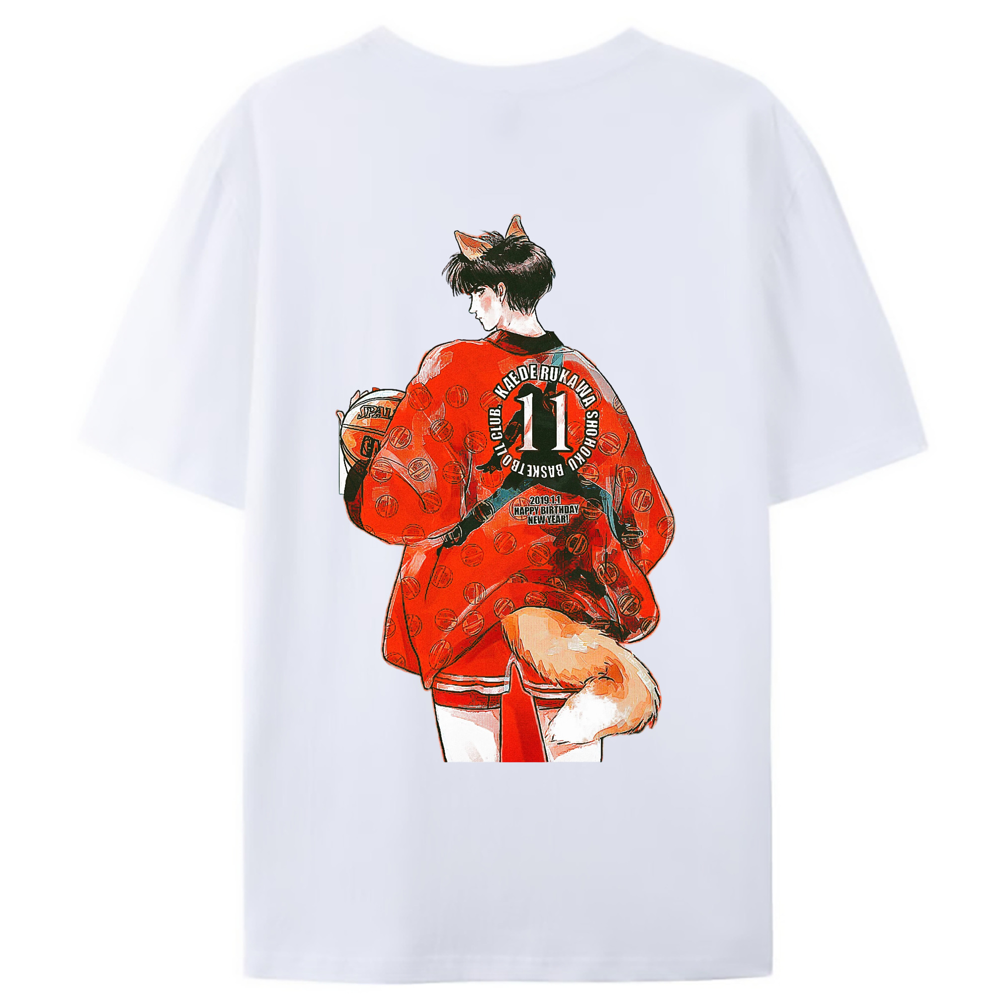 （画像用） SLAM DUNK／スラムダンク 綿100％ メンズ半袖Tシャツ（バックプリント） 通気性