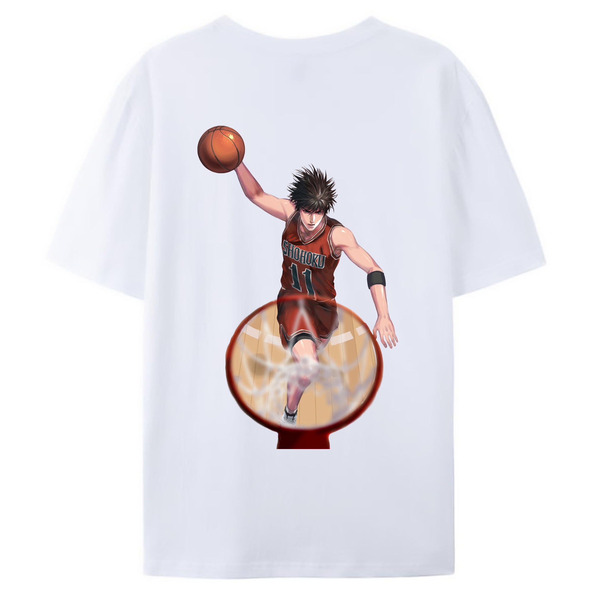 （画像用） SLAM DUNK／スラムダンク 綿100％ メンズ半袖Tシャツ（バックプリント） 通気性
