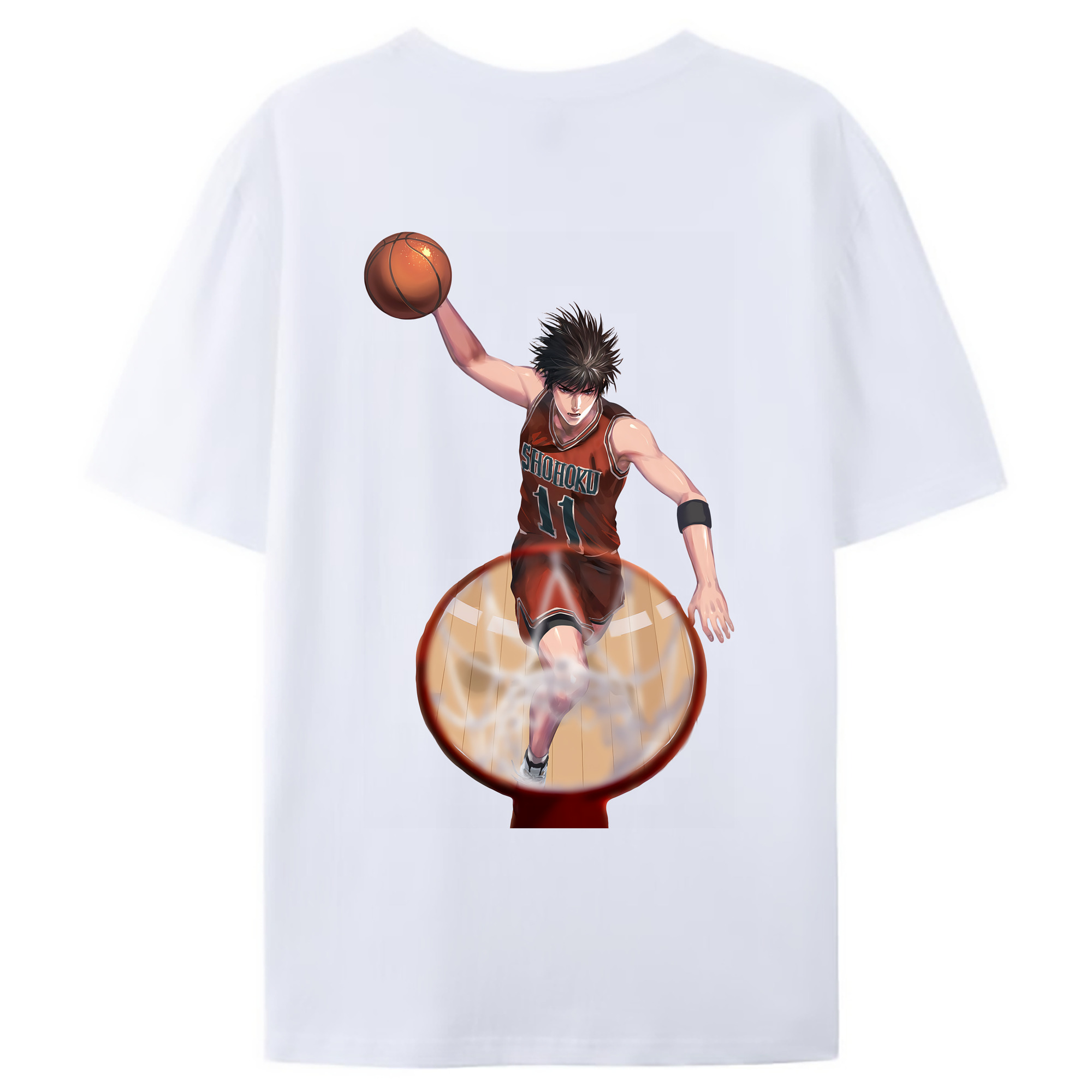 （画像用） SLAM DUNK／スラムダンク 綿100％ メンズ半袖Tシャツ（バックプリント） 通気性