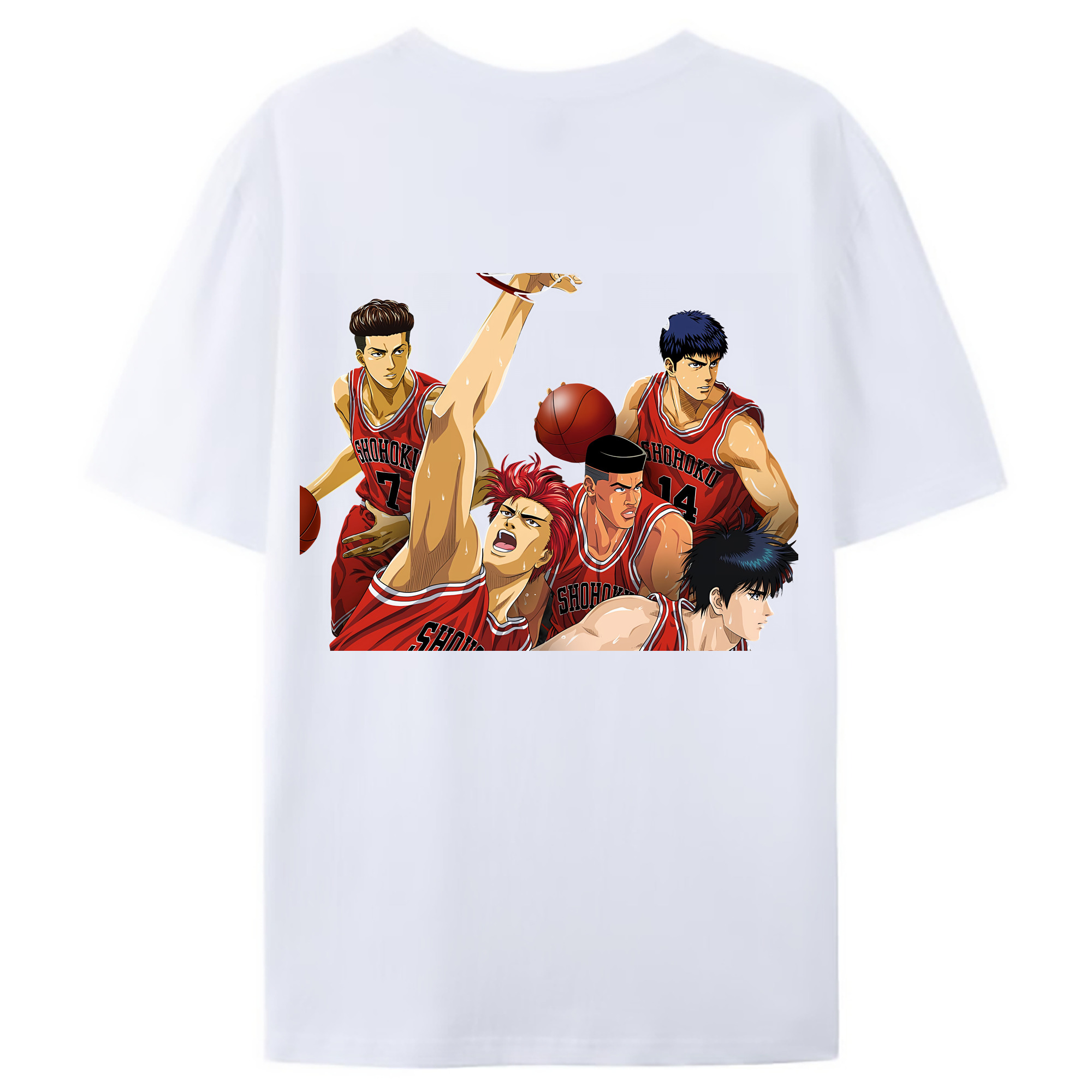 （画像用） SLAM DUNK／スラムダンク 綿100％ メンズ半袖Tシャツ（バックプリント） 通気性