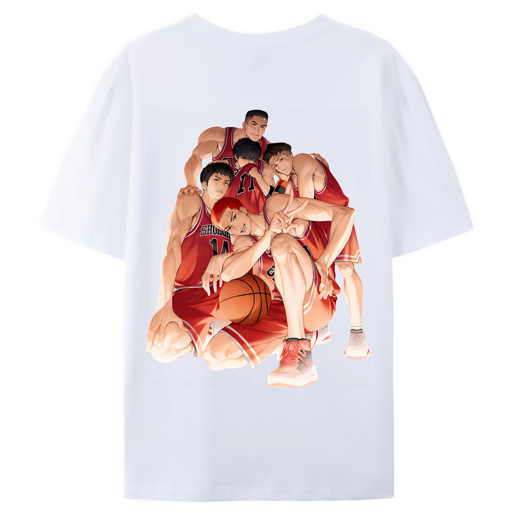（画像用） SLAM DUNK／スラムダンク 綿100％ メンズ半袖Tシャツ（バックプリント） 通気性