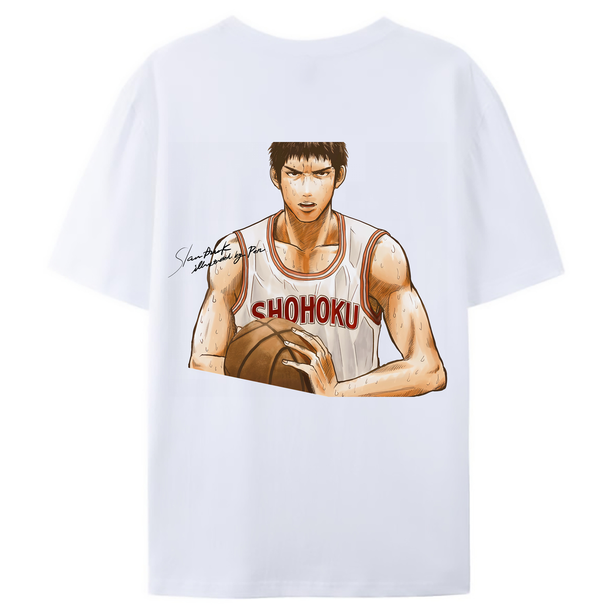 （画像用） SLAM DUNK／スラムダンク 綿100％ メンズ半袖Tシャツ（バックプリント） 通気性