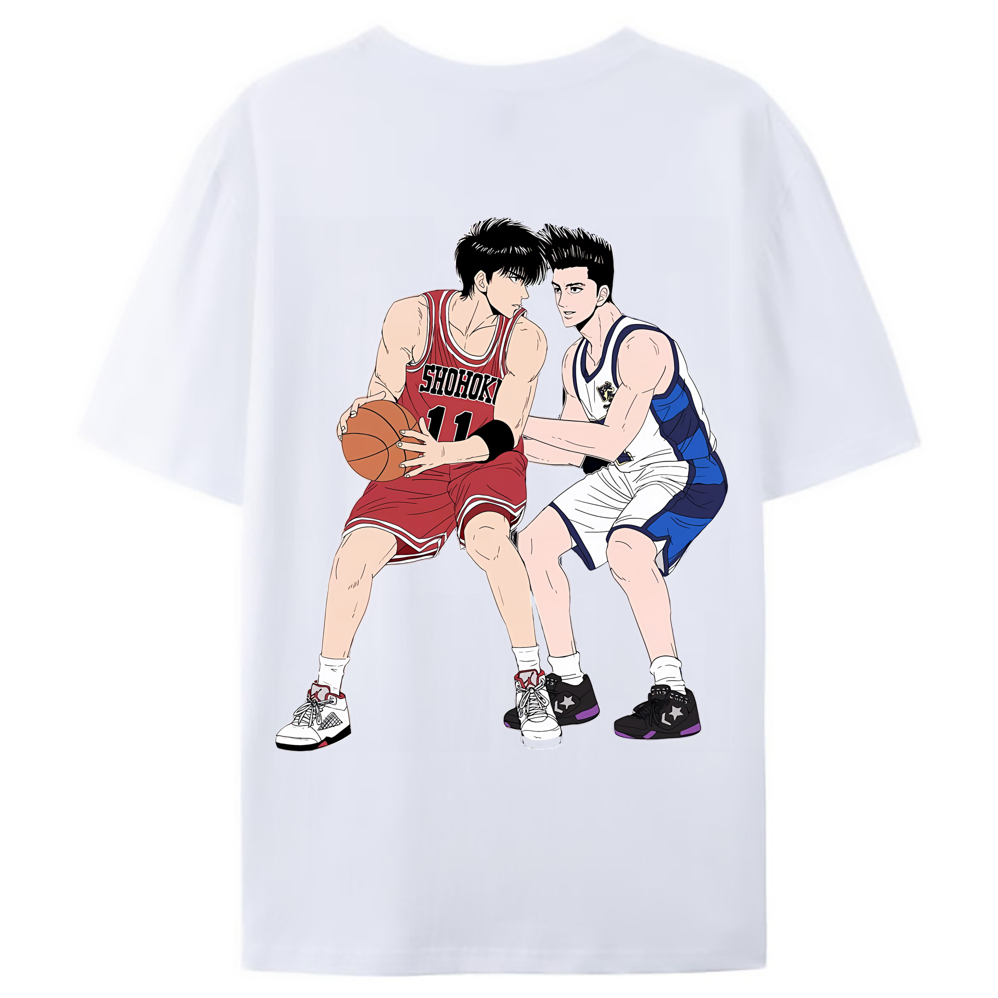 （画像用） SLAM DUNK／スラムダンク 綿100％ メンズ半袖Tシャツ（バックプリント） 通気性