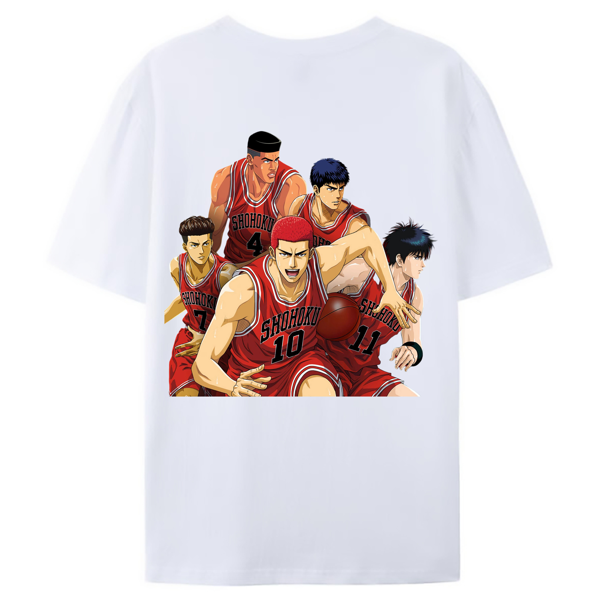 （画像用） SLAM DUNK／スラムダンク 綿100％ メンズ半袖Tシャツ（バックプリント） 通気性
