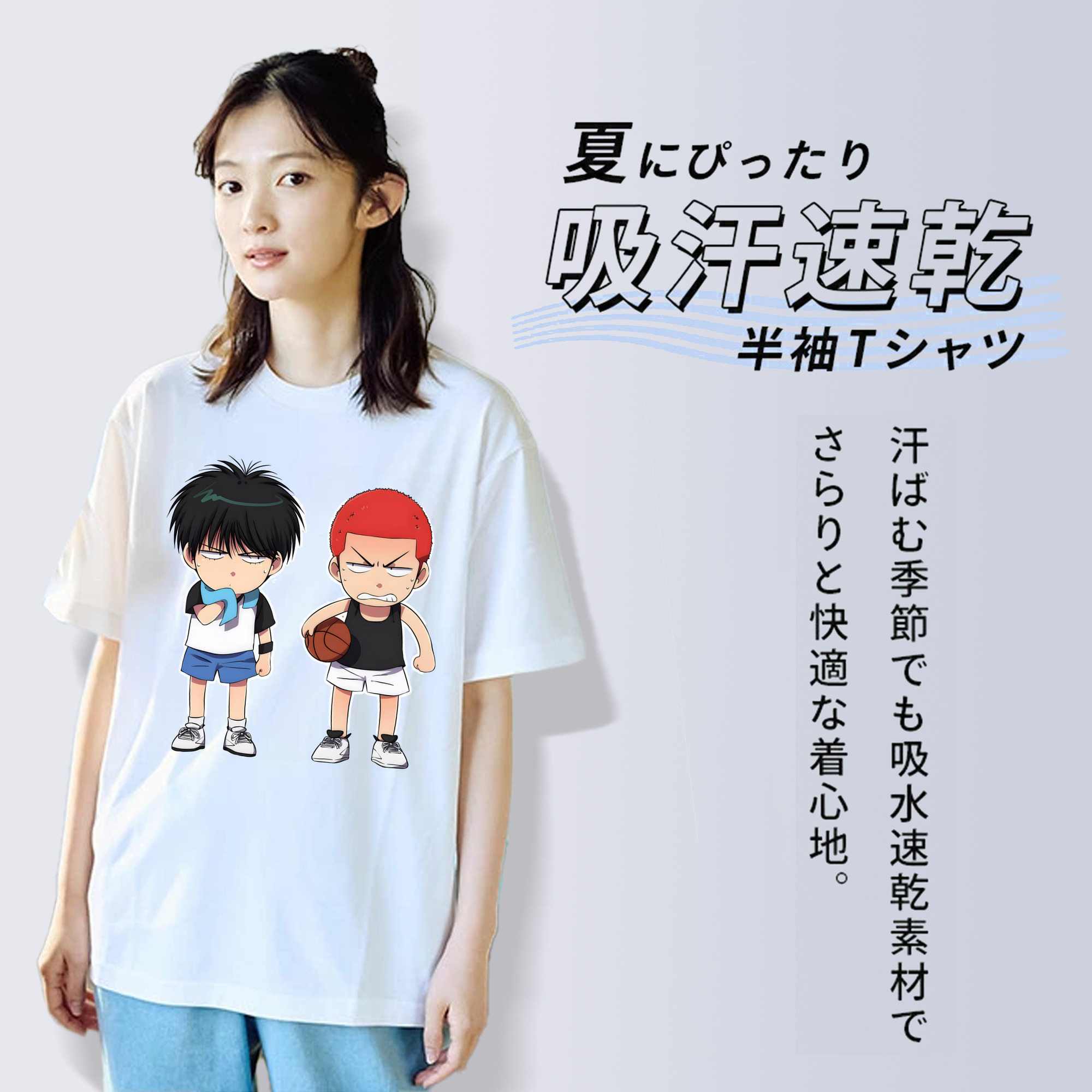 SLAM DUNK／スラムダンク レディースカジュアルプリントTシャツ（綿100％）