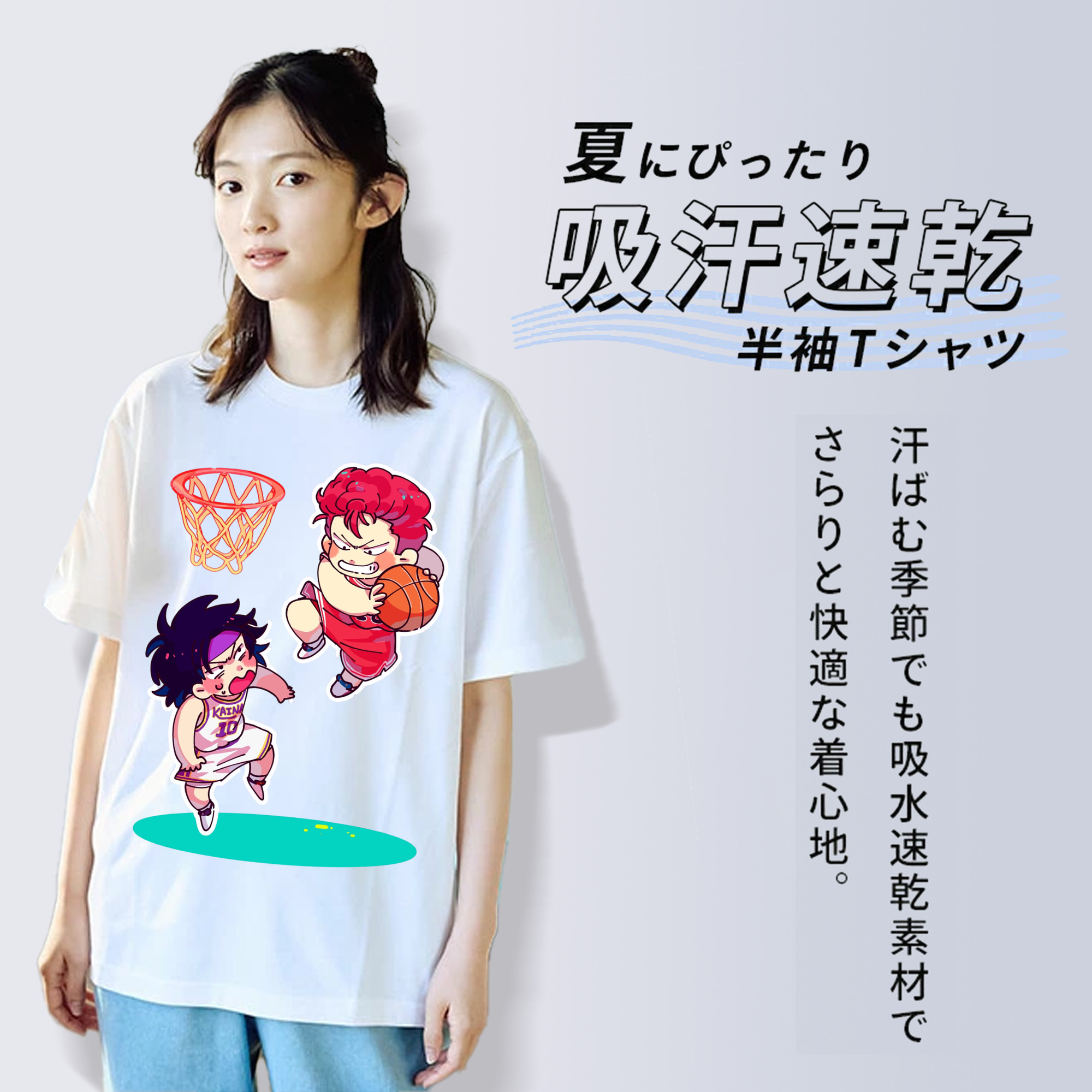 SLAM DUNK／スラムダンク レディースカジュアルプリントTシャツ（綿100％）