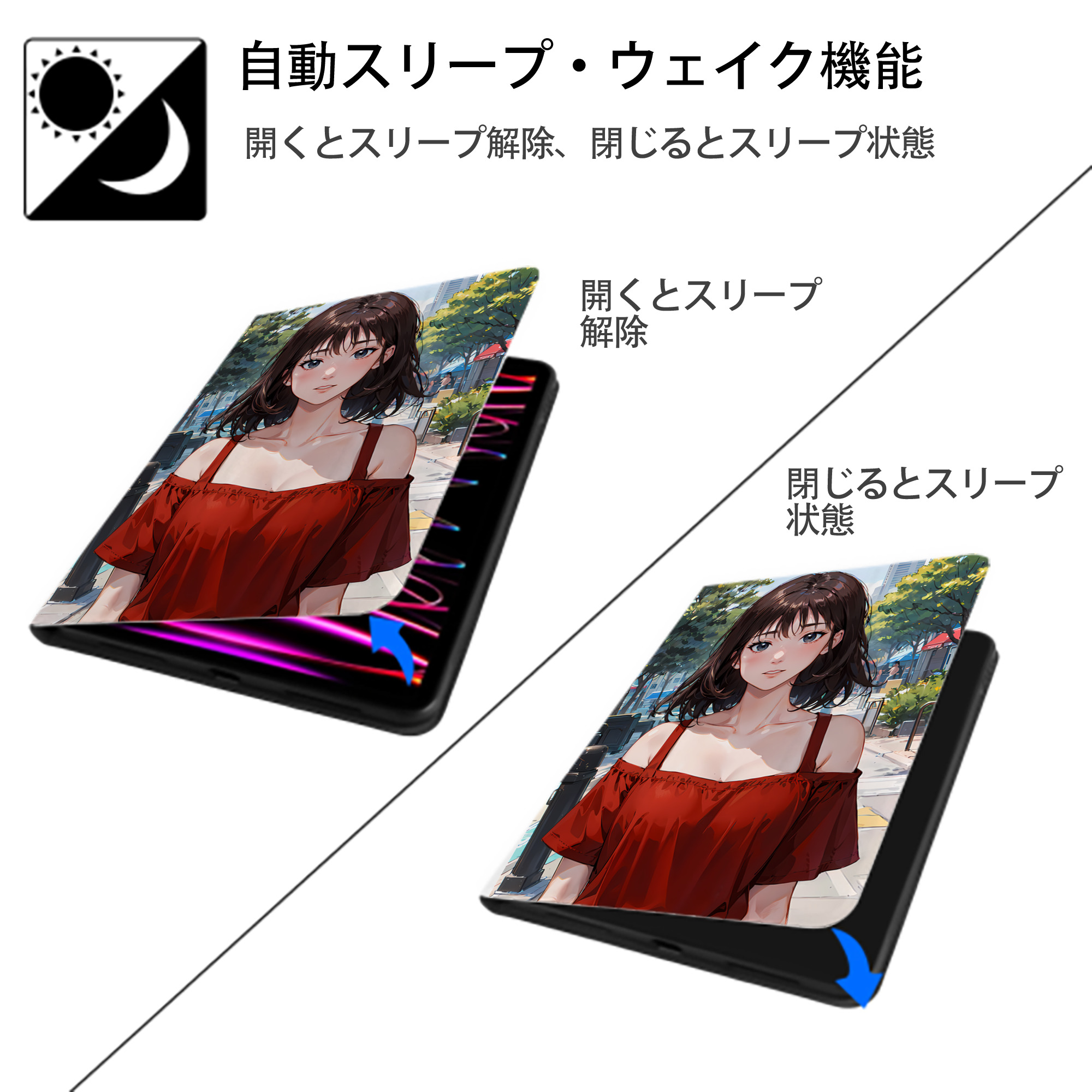 SLAM DUNK／スラムダンク IPad ケース ペン収納付き 三つ折りスタンド PUレザー×シリコン 対応機種9.5/10.5/10.9インチ
