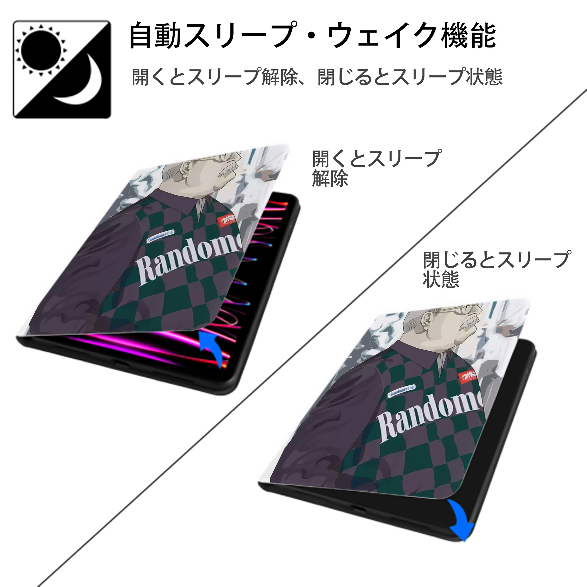SLAM DUNK／スラムダンク IPad ケース ペン収納付き 三つ折りスタンド PUレザー×シリコン 対応機種9.5/10.5/10.9インチ