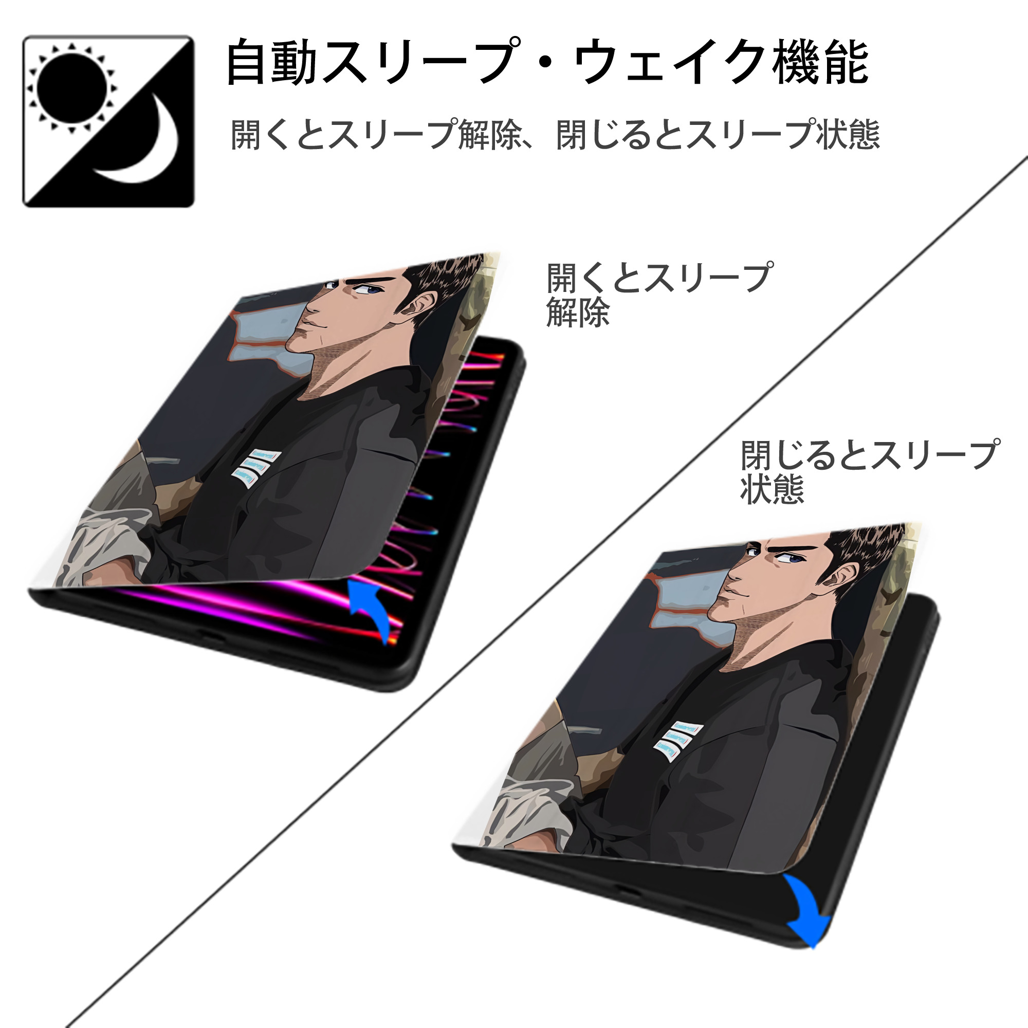 SLAM DUNK／スラムダンク IPad ケース ペン収納付き 三つ折りスタンド PUレザー×シリコン 対応機種9.5/10.5/10.9インチ