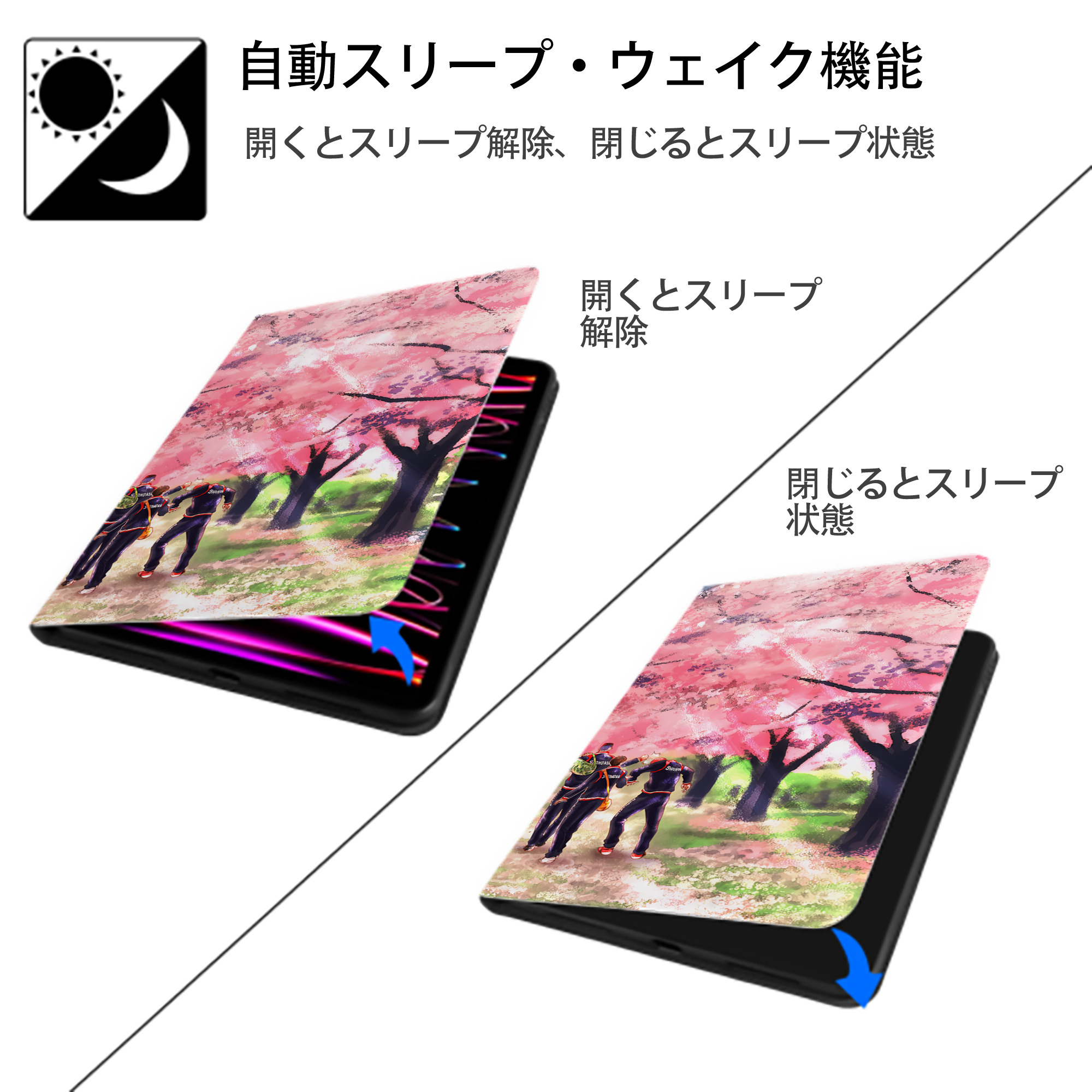 SLAM DUNK／スラムダンク IPad ケース ブック型 PUレザー TPU 耐衝撃 軽量 薄型 ペン収納なし 全面保護 IPad 各モデル対応
