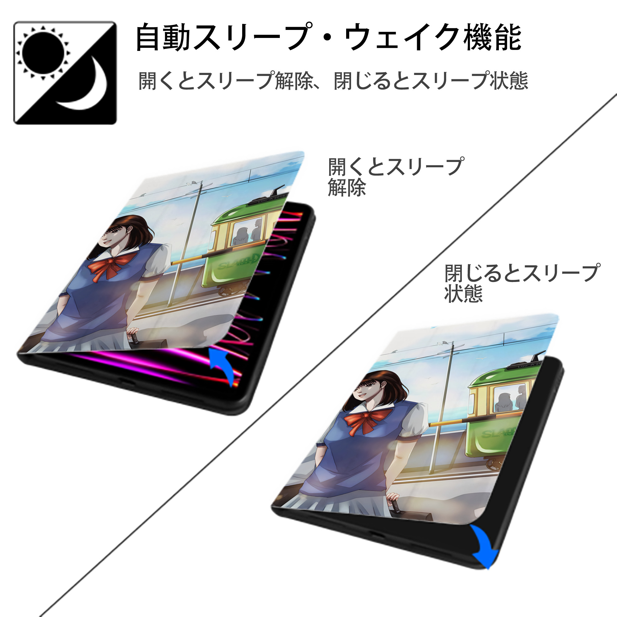 SLAM DUNK／スラムダンク IPad ケース ブック型 PUレザー TPU 耐衝撃 軽量 薄型 ペン収納なし 全面保護 IPad 各モデル対応
