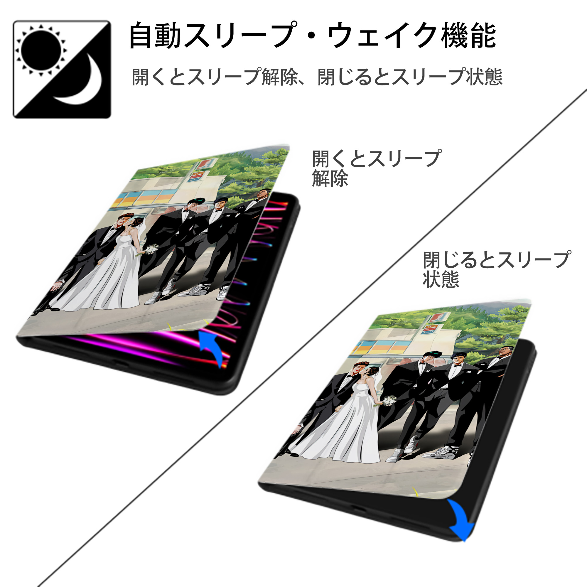 SLAM DUNK／スラムダンク IPad ケース ブック型 PUレザー TPU 耐衝撃 軽量 薄型 ペン収納なし 全面保護 IPad 各モデル対応