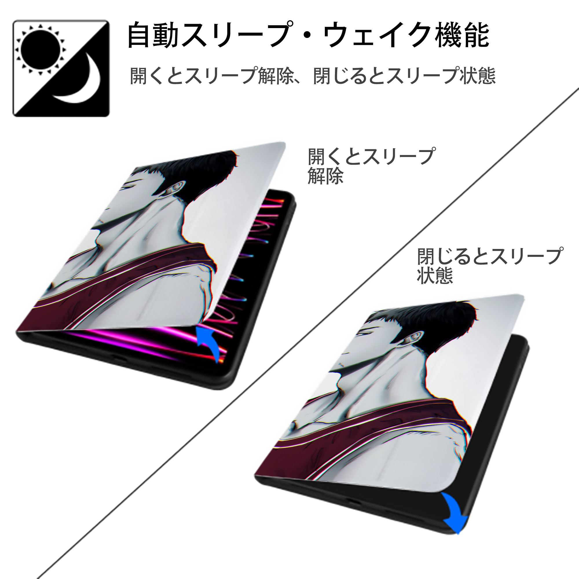 SLAM DUNK／スラムダンク IPad ケース ブック型 PUレザー TPU 耐衝撃 軽量 薄型 ペン収納なし 全面保護 IPad 各モデル対応