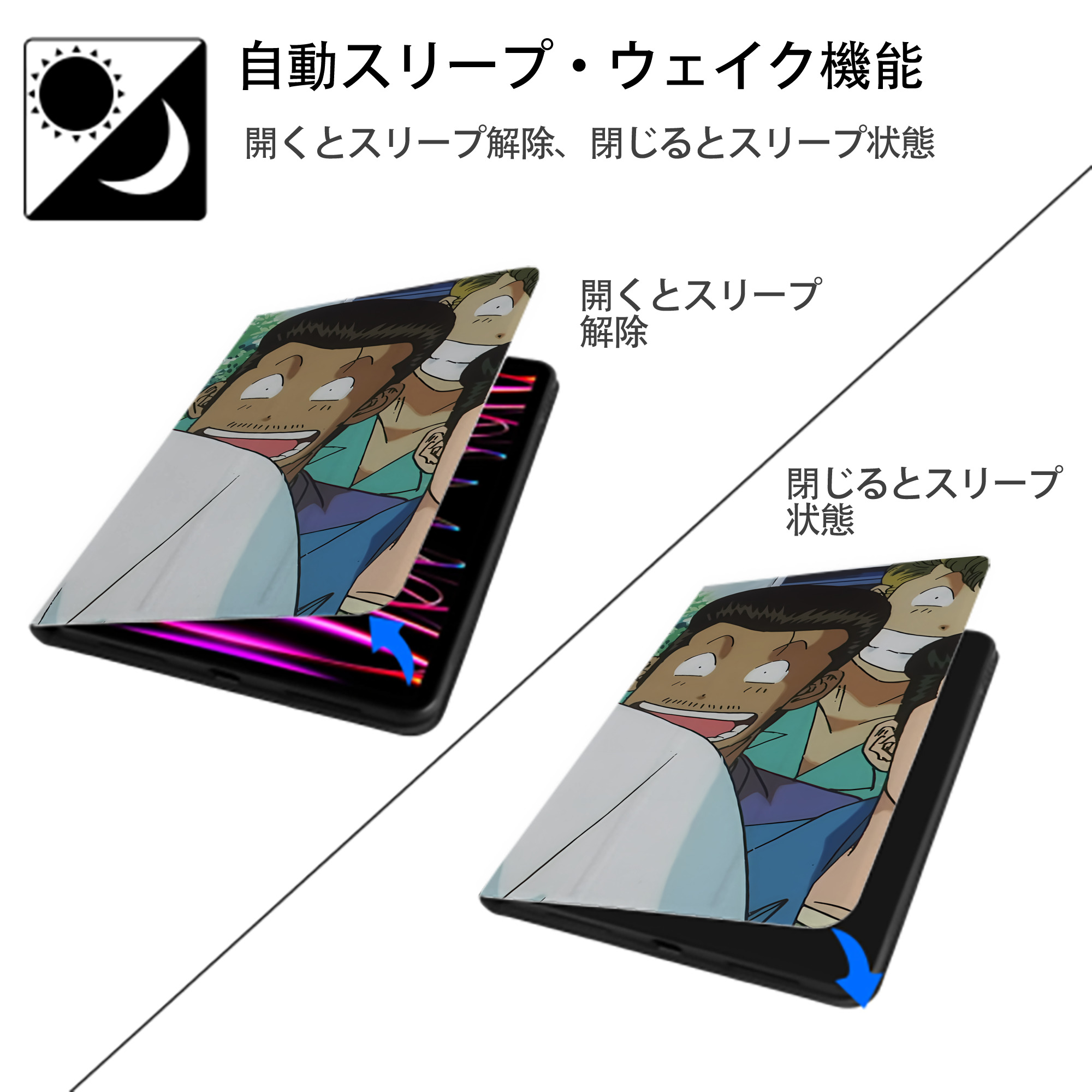 SLAM DUNK／スラムダンク IPad ケース ブック型 PUレザー TPU 耐衝撃 軽量 薄型 ペン収納なし 全面保護 IPad 各モデル対応