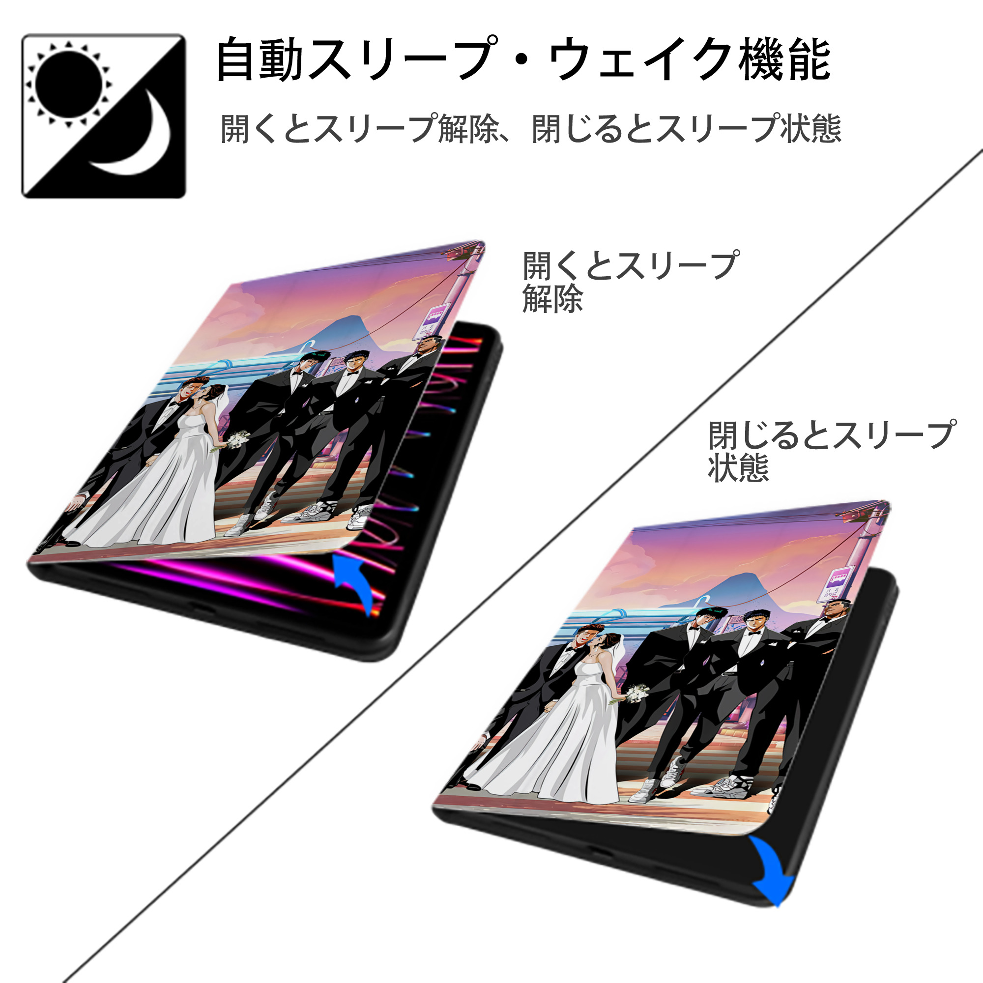 SLAM DUNK／スラムダンク IPad ケース ブック型 PUレザー TPU 耐衝撃 軽量 薄型 ペン収納なし 全面保護 IPad 各モデル対応