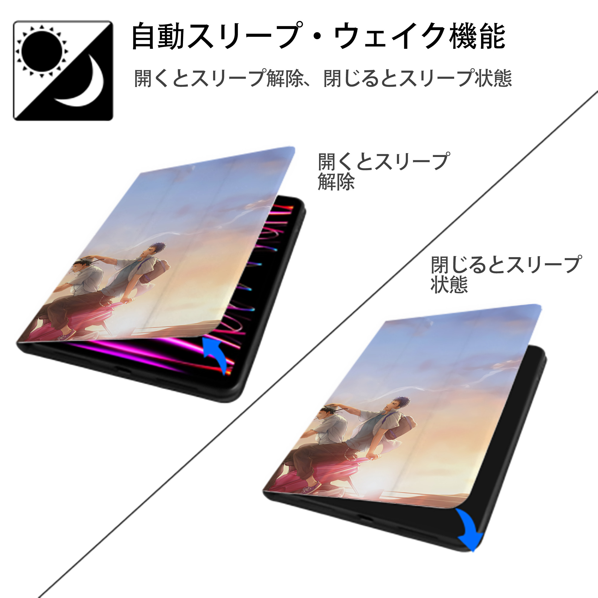 SLAM DUNK／スラムダンク IPad ケース ブック型 PUレザー TPU 耐衝撃 軽量 薄型 ペン収納なし 全面保護 IPad 各モデル対応