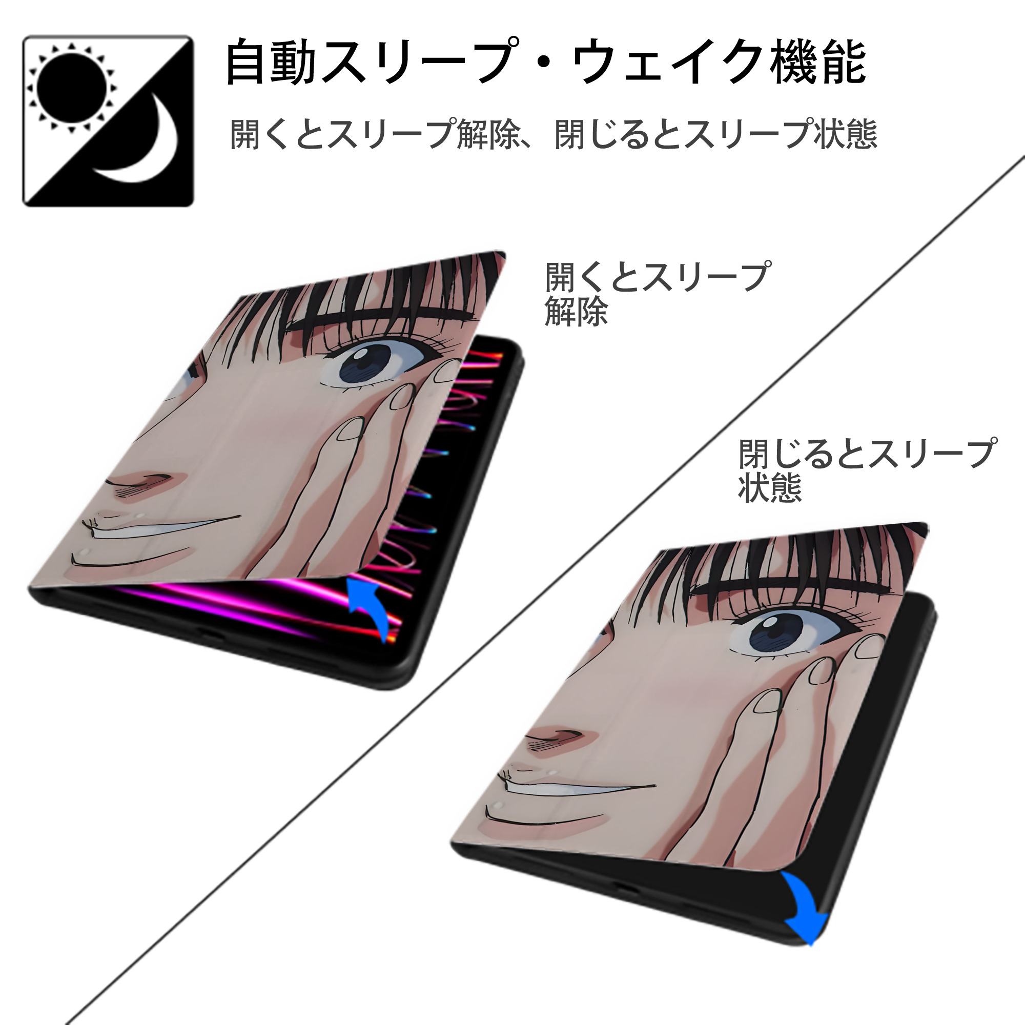 SLAM DUNK／スラムダンク IPad ケース ブック型 PUレザー TPU 耐衝撃 軽量 薄型 ペン収納なし 全面保護 IPad 各モデル対応
