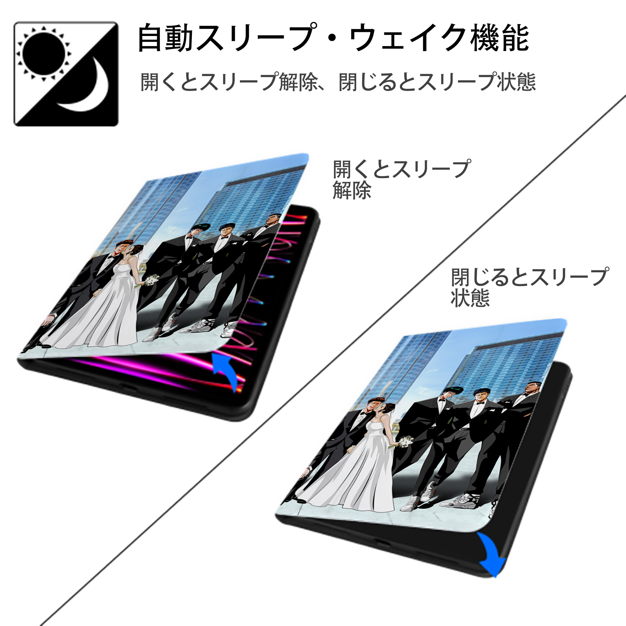 SLAM DUNK／スラムダンク IPad ケース ブック型 PUレザー TPU 耐衝撃 軽量 薄型 ペン収納なし 全面保護 IPad 各モデル対応