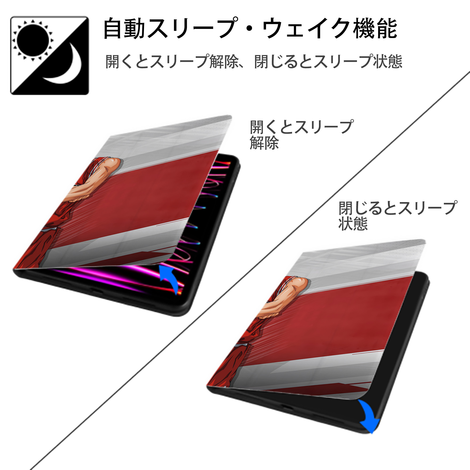 SLAM DUNK／スラムダンク IPad ケース ブック型 PUレザー TPU 耐衝撃 軽量 薄型 ペン収納なし 全面保護 IPad 各モデル対応