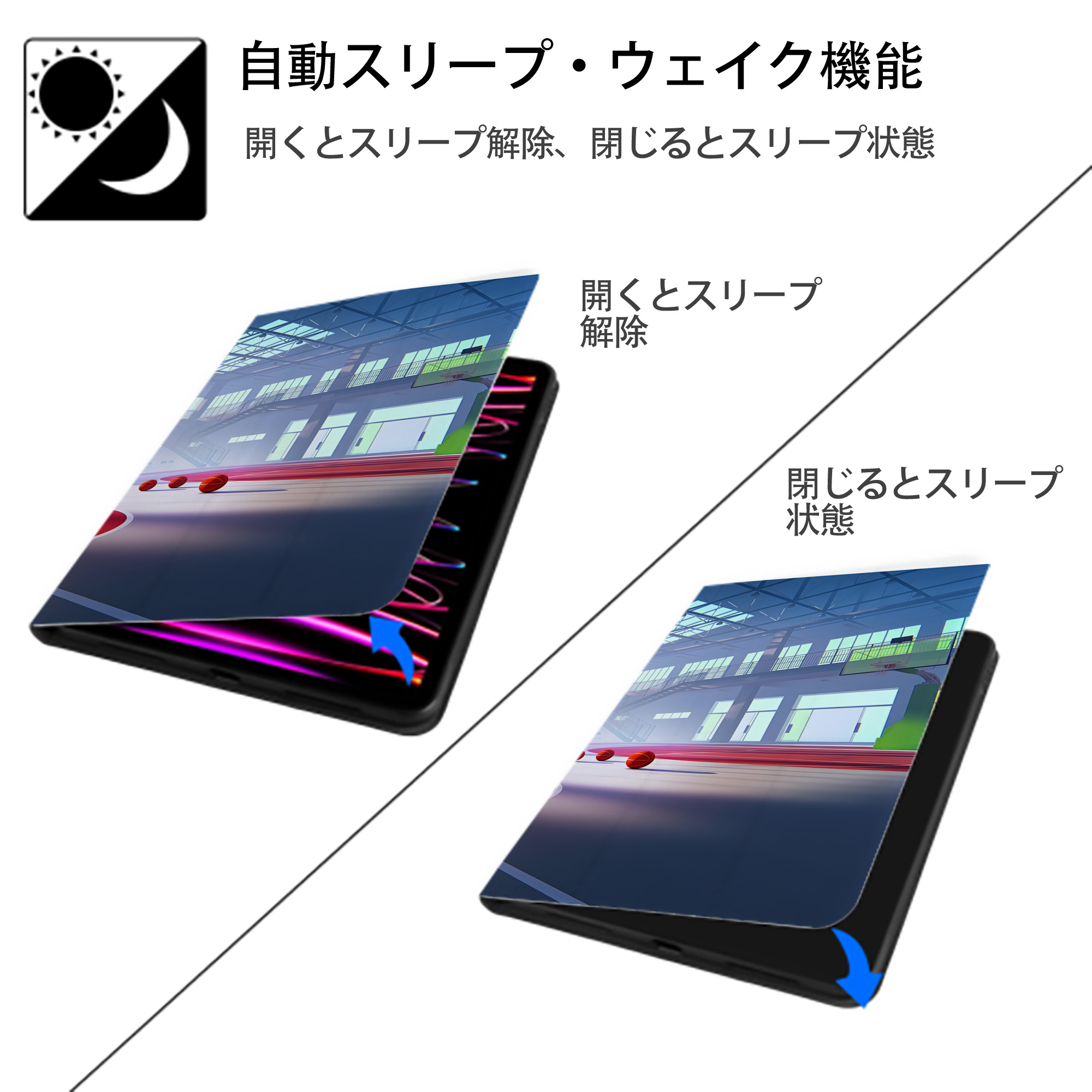 SLAM DUNK／スラムダンク IPad ケース ブック型 PUレザー TPU 耐衝撃 軽量 薄型 ペン収納なし 全面保護 IPad 各モデル対応