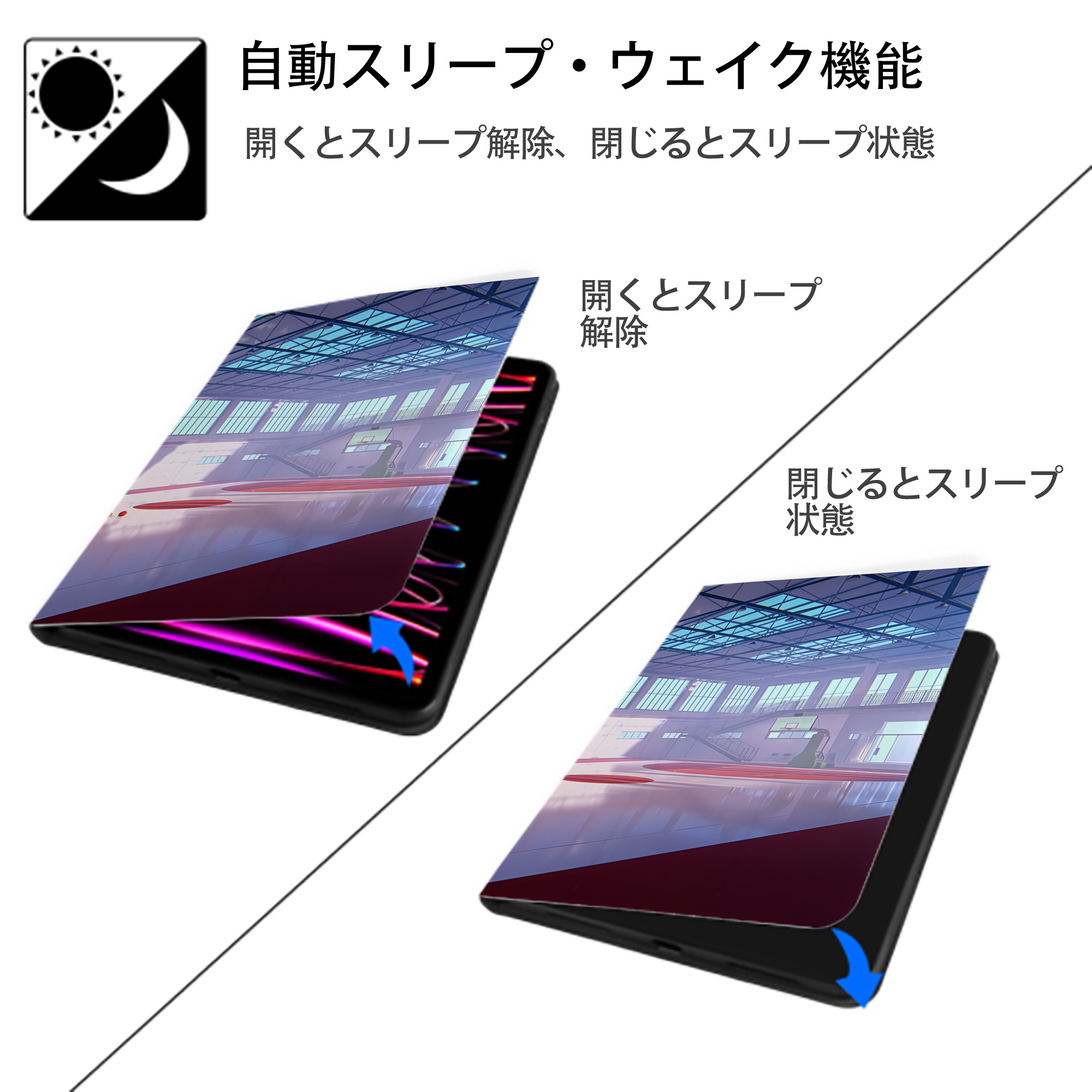 SLAM DUNK／スラムダンク IPad ケース ブック型 PUレザー TPU 耐衝撃 軽量 薄型 ペン収納なし 全面保護 IPad 各モデル対応