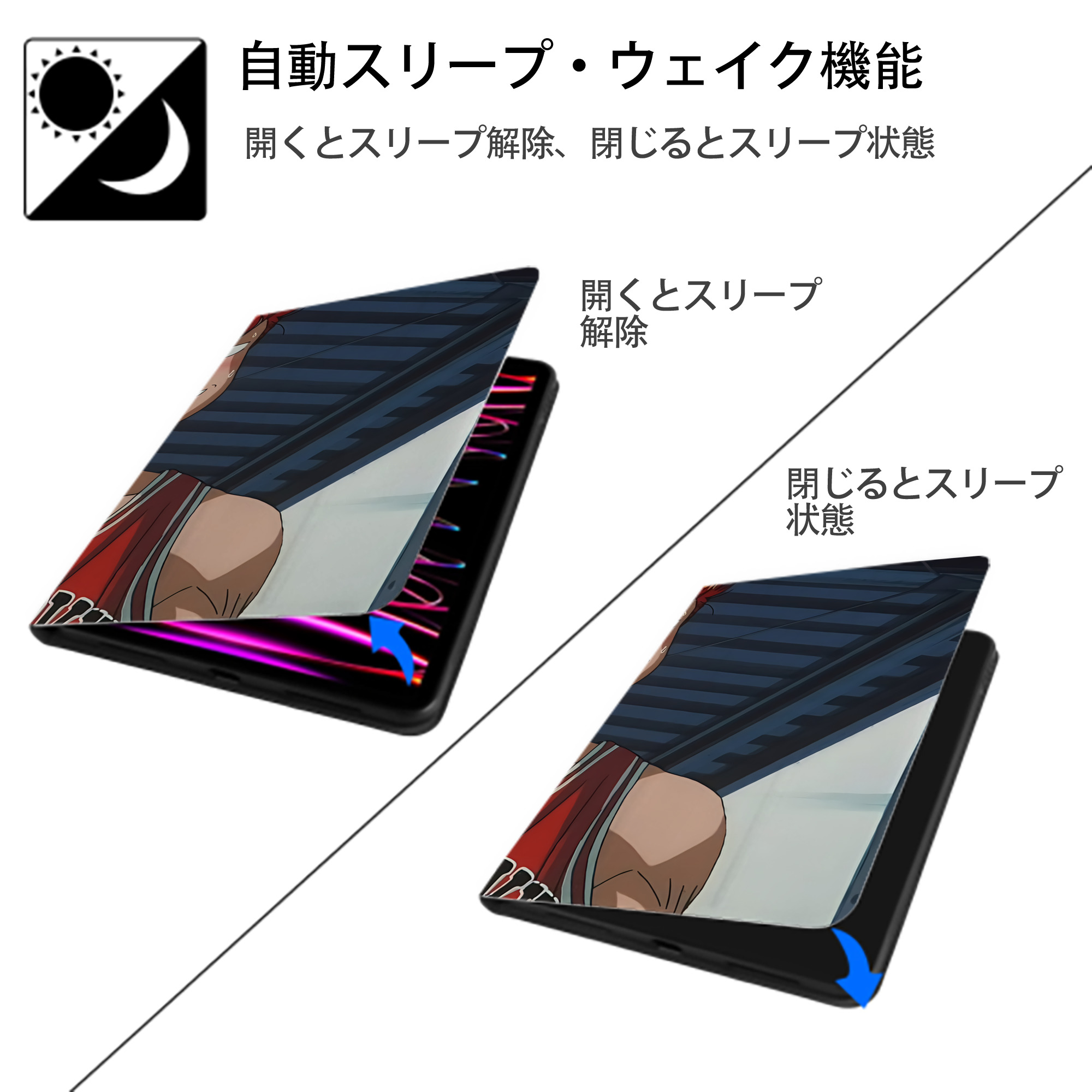 SLAM DUNK／スラムダンク IPad ケース ブック型 PUレザー TPU 耐衝撃 軽量 薄型 ペン収納なし 全面保護 IPad 各モデル対応
