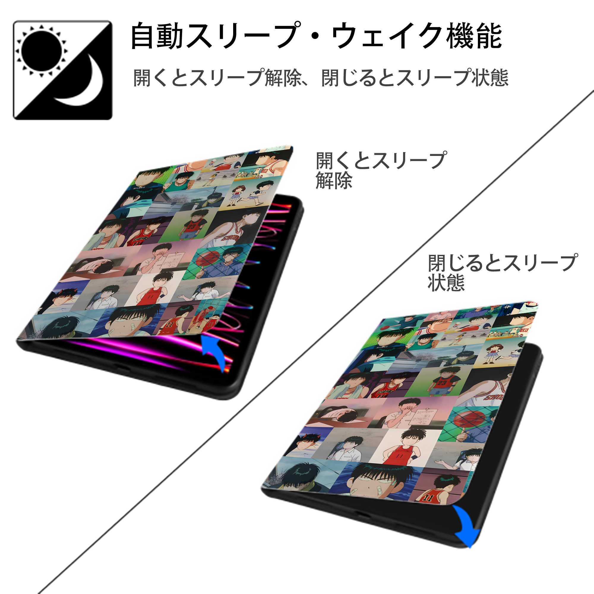 SLAM DUNK／スラムダンク IPadケース ペンホルダー付き ブックスタイルデザイン