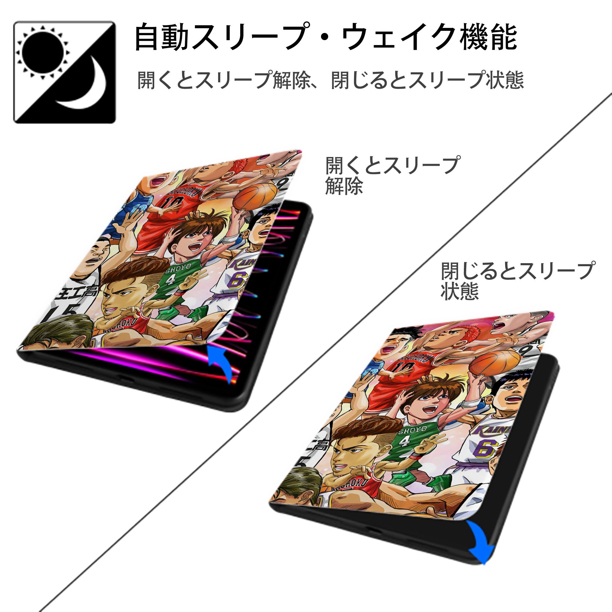 SLAM DUNK／スラムダンク IPadケース ペンホルダー付き ブックスタイルデザイン