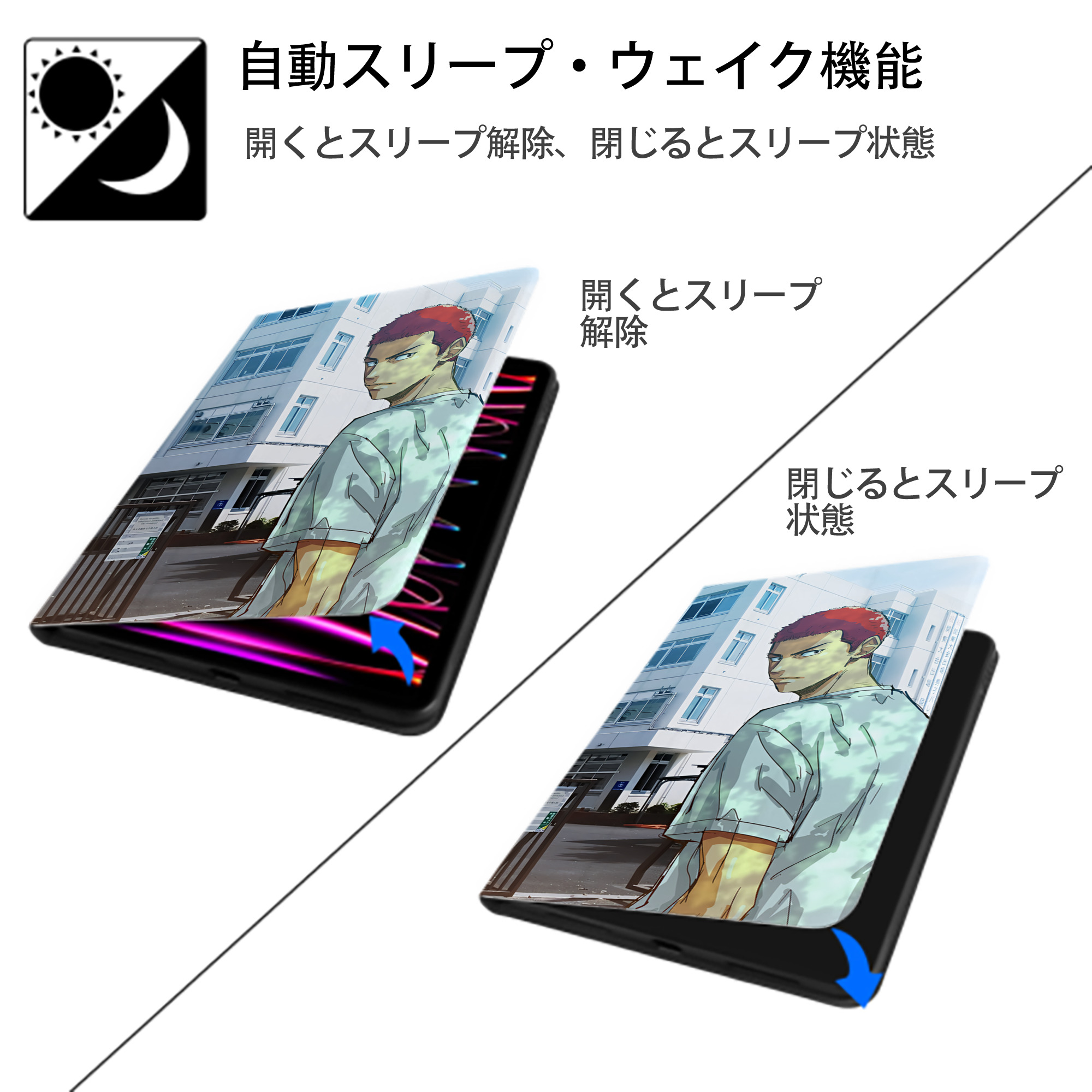 SLAM DUNK／スラムダンク IPadケース ペンホルダー付き ブックスタイルデザイン