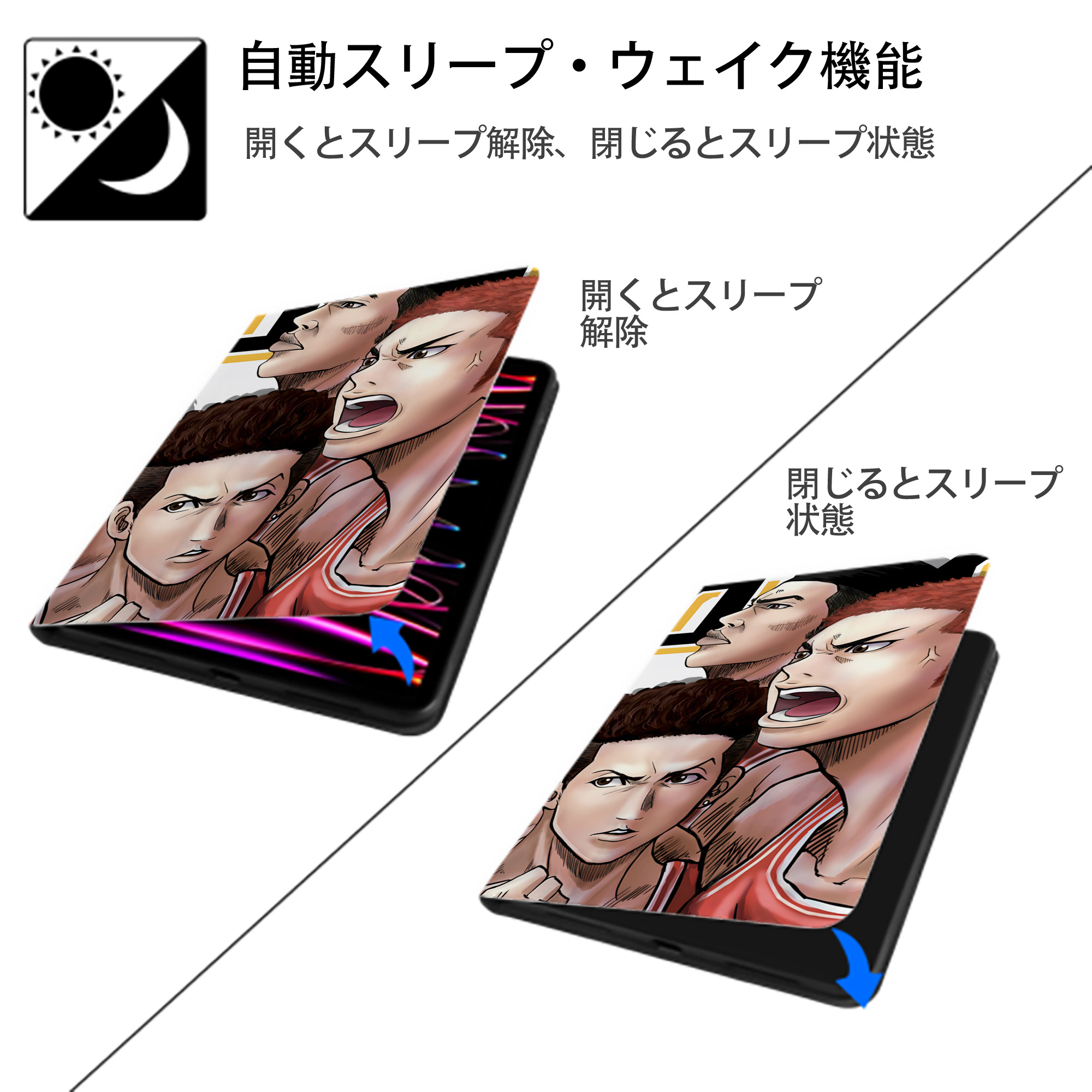 SLAM DUNK／スラムダンク IPadケース ペンホルダー付き ブックスタイルデザイン