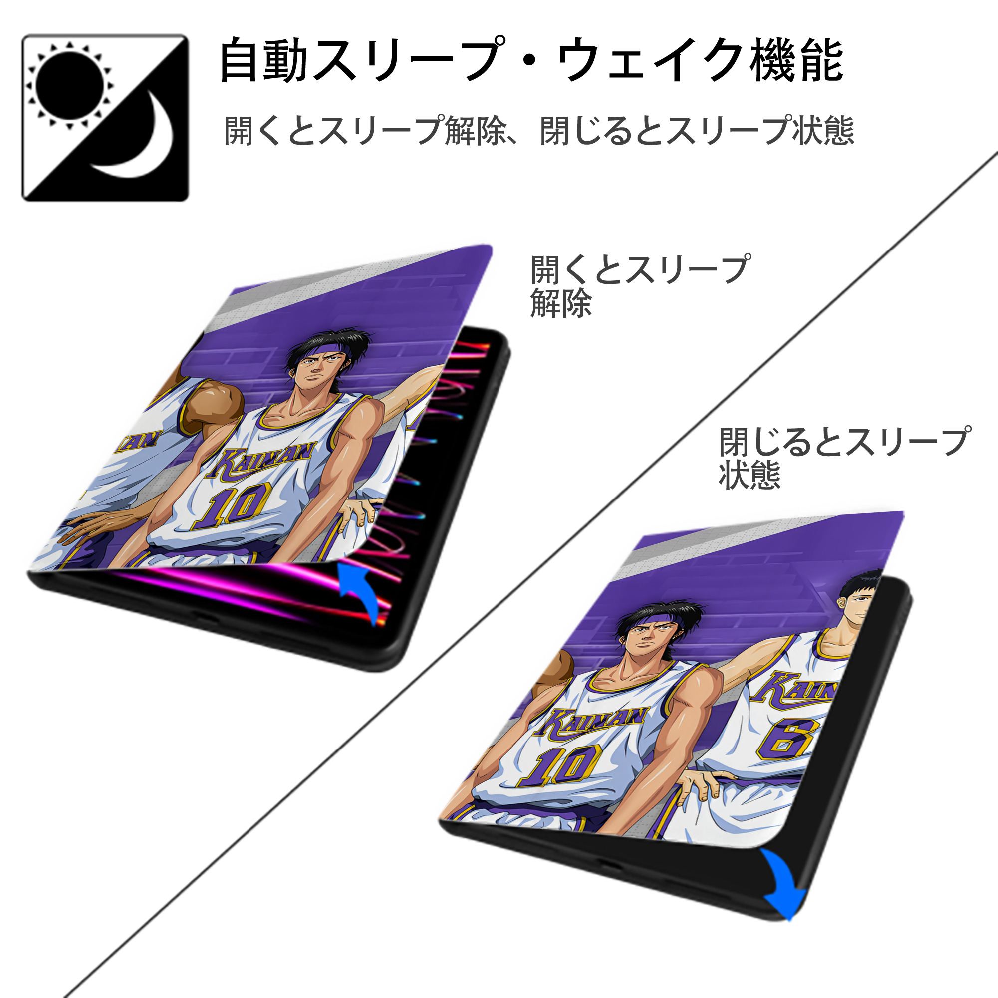 SLAM DUNK／スラムダンク IPadケース ペンホルダー付き ブックスタイルデザイン