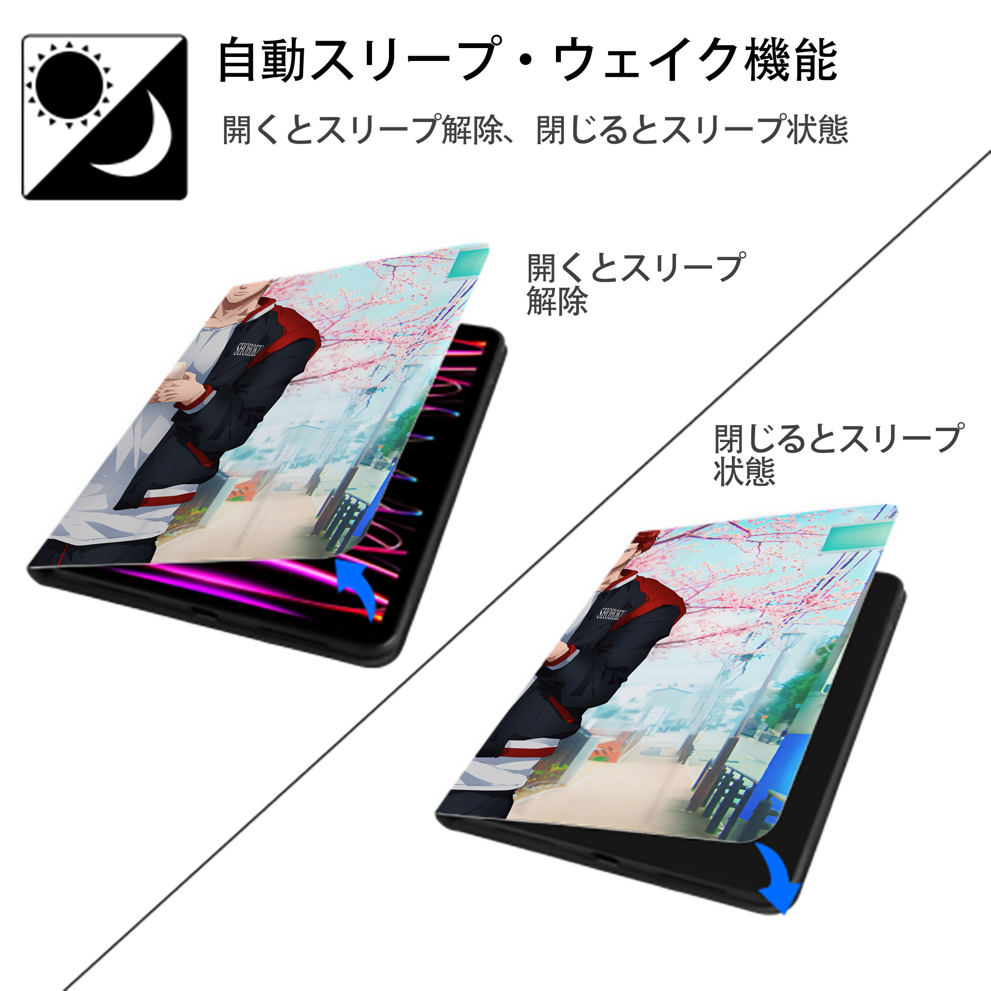 SLAM DUNK／スラムダンク IPadケース ペンホルダー付き ブックスタイルデザイン