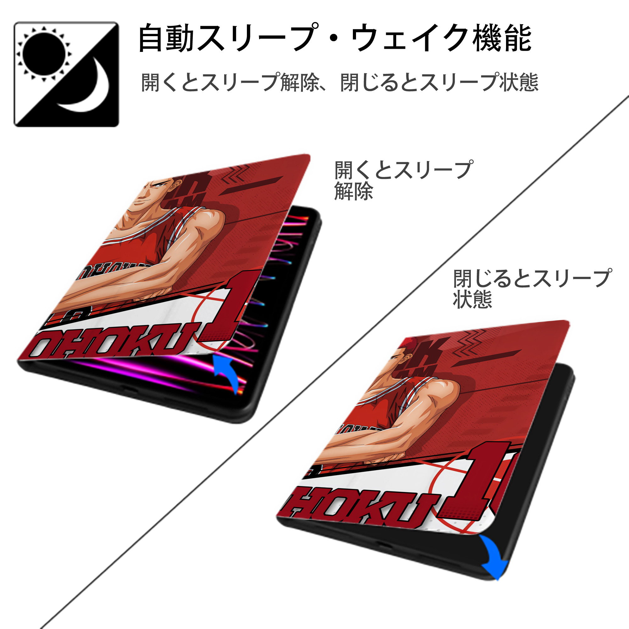 SLAM DUNK／スラムダンク IPadケース ペンホルダー付き ブックスタイルデザイン
