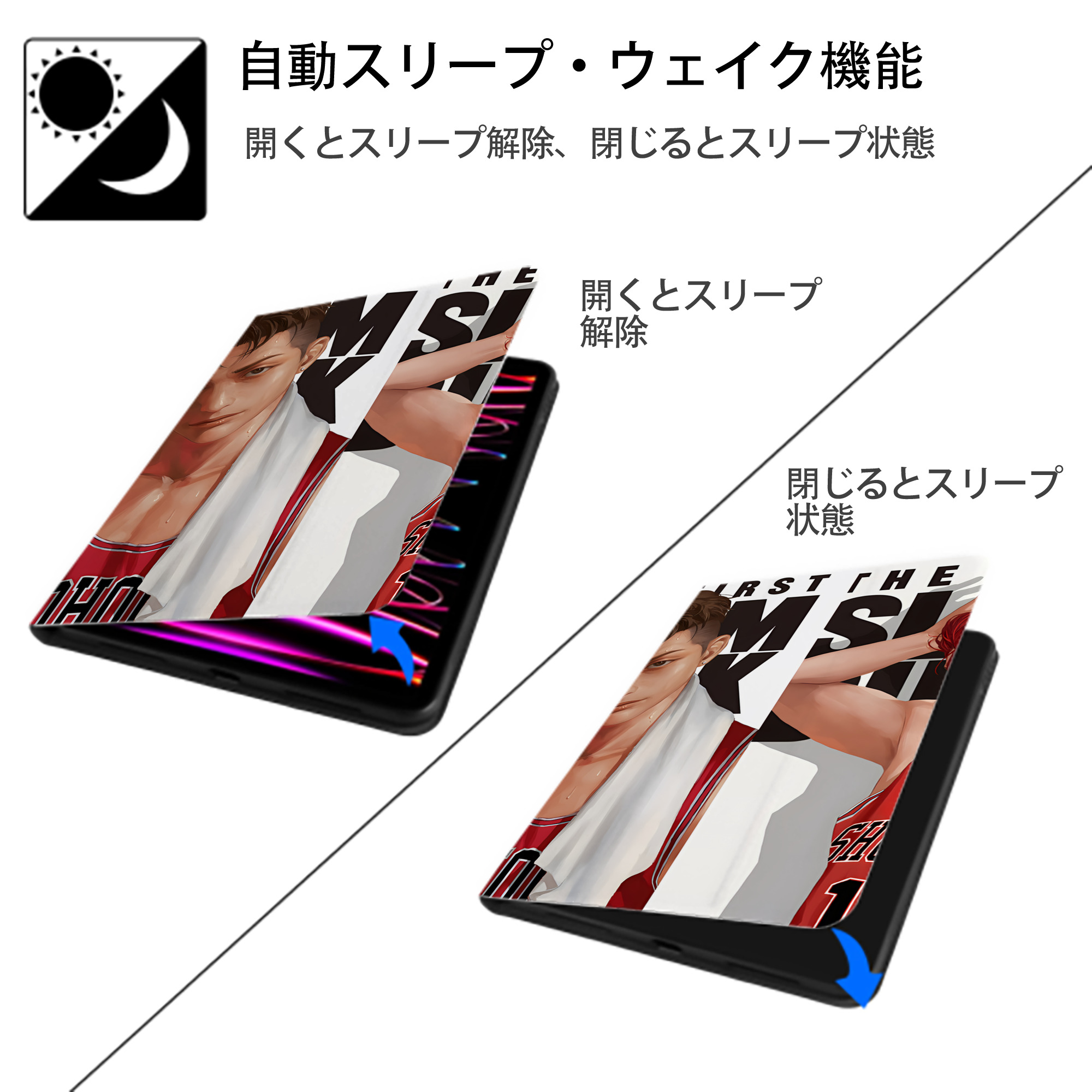 SLAM DUNK／スラムダンク IPadケース ペンホルダー付き ブックスタイルデザイン