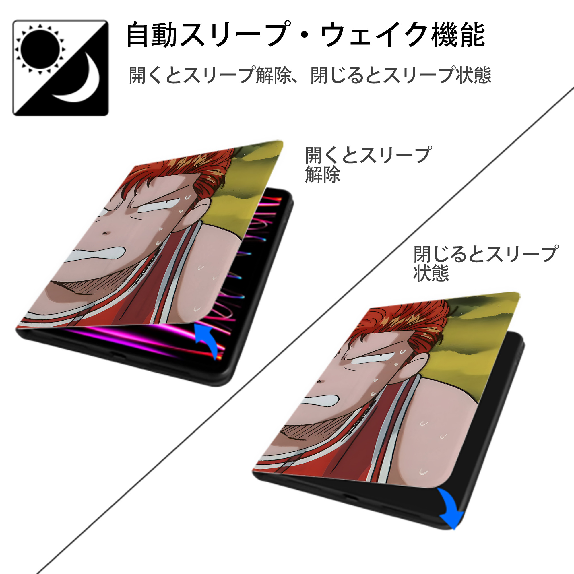 SLAM DUNK／スラムダンク IPadケース ペンホルダー付き ブックスタイルデザイン