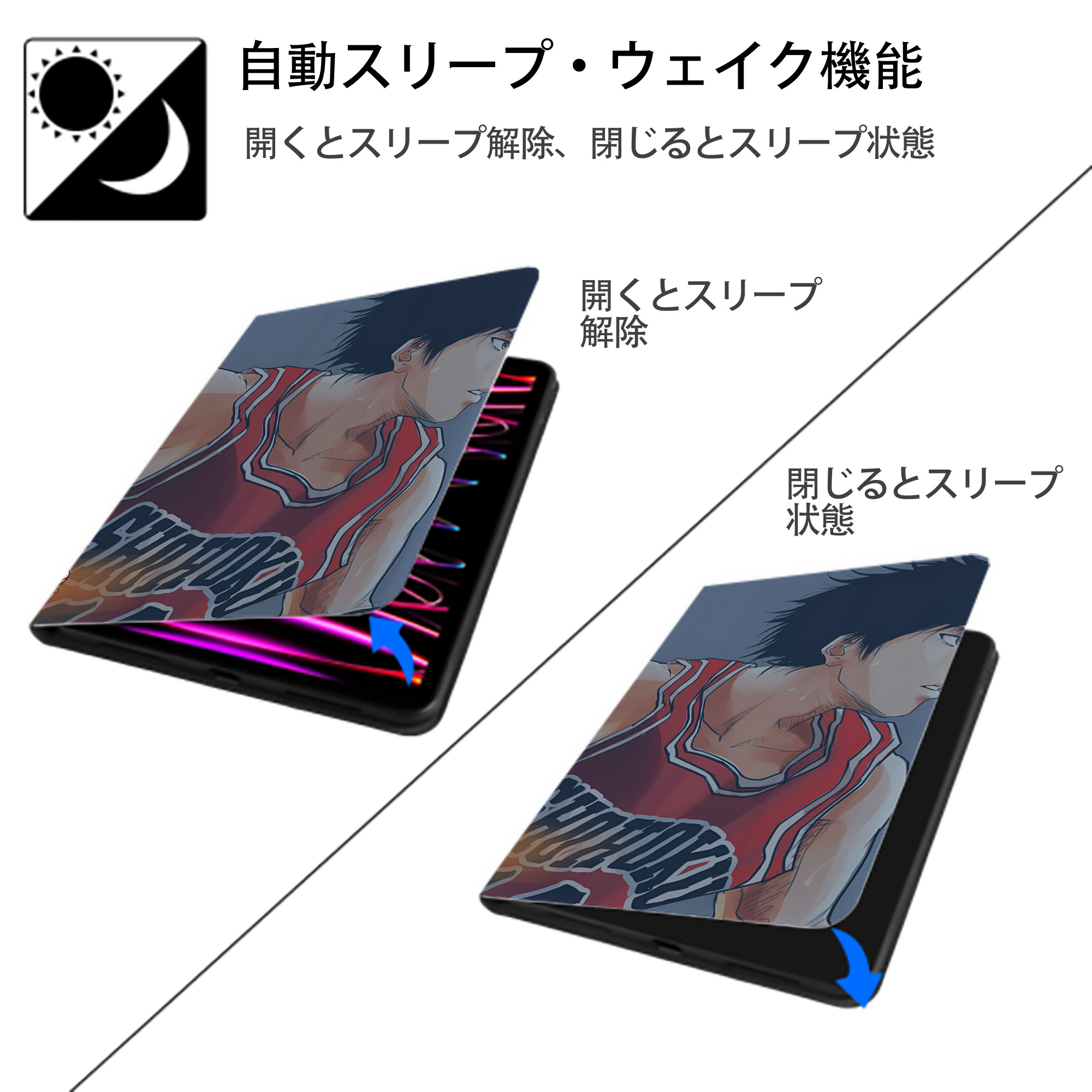 SLAM DUNK／スラムダンク IPadケース ペンホルダー付き ブックスタイルデザイン