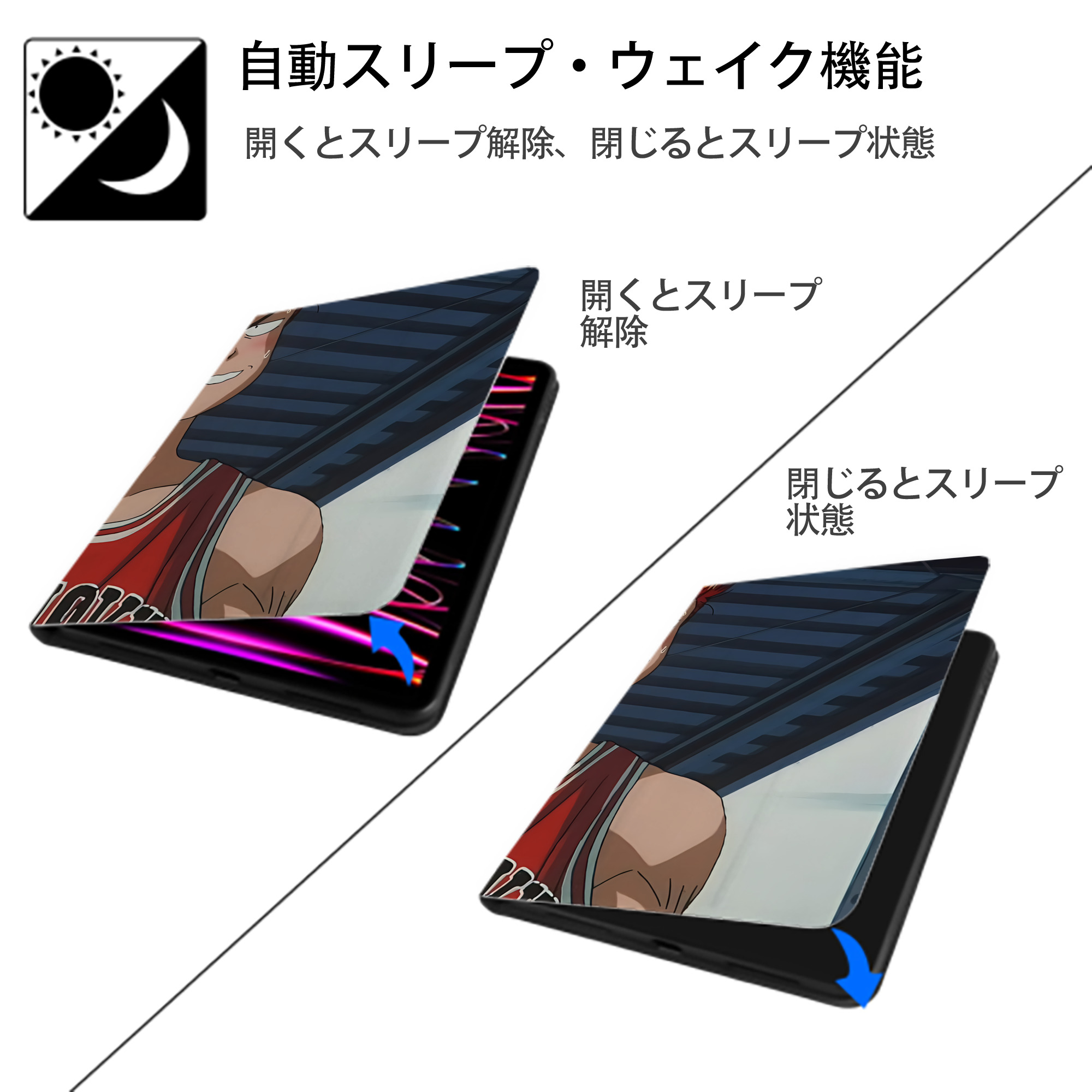 SLAM DUNK／スラムダンク IPadケース ペンホルダー付き ブックスタイルデザイン