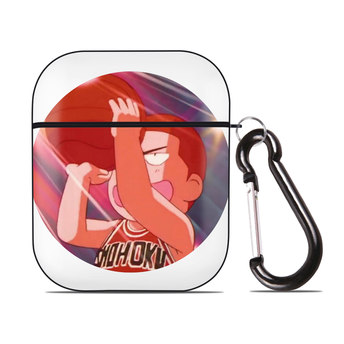 （画像用） SLAM DUNK／スラムダンク AirPods 第2世代保護ケース ハードシェル ブラック 耐衝撃・防指紋・カラビナ付き