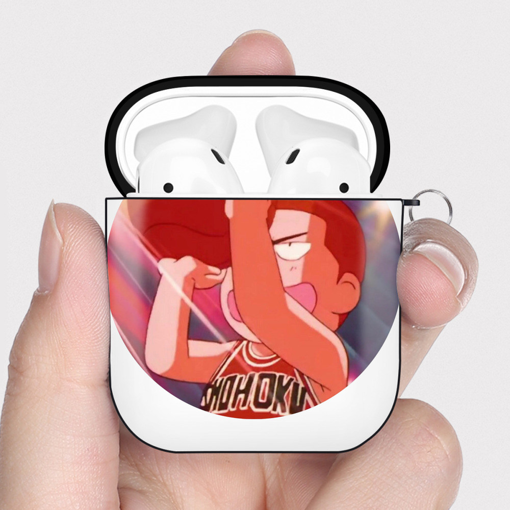 （画像用） SLAM DUNK／スラムダンク AirPods 第2世代保護ケース ハードシェル ブラック 耐衝撃・防指紋・カラビナ付き