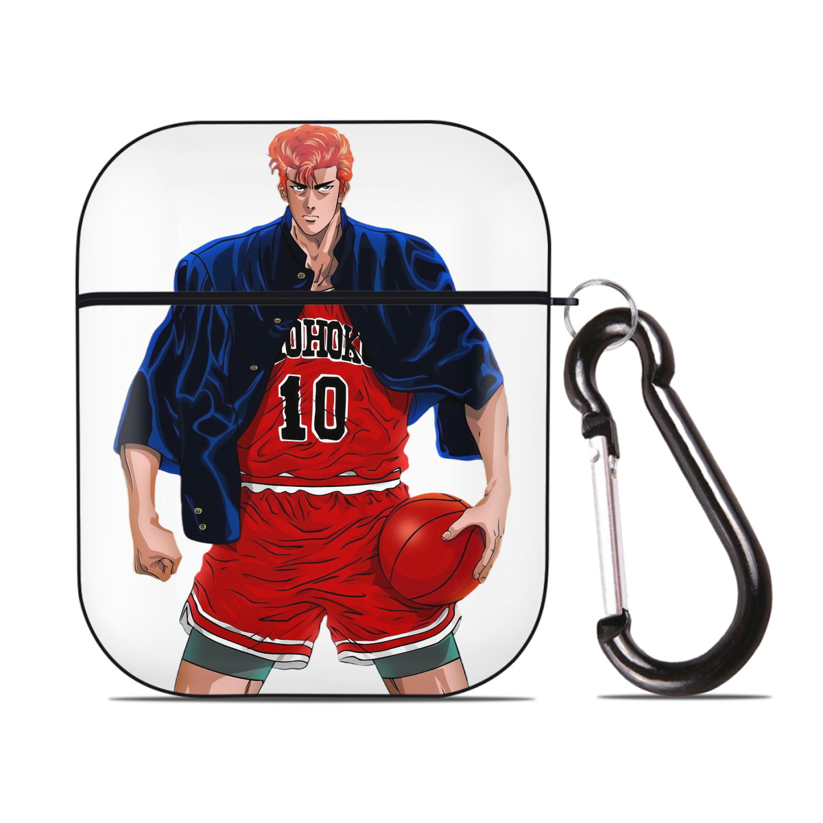 （画像用） SLAM DUNK／スラムダンク AirPods 第2世代保護ケース ハードシェル ブラック 耐衝撃・防指紋・カラビナ付き