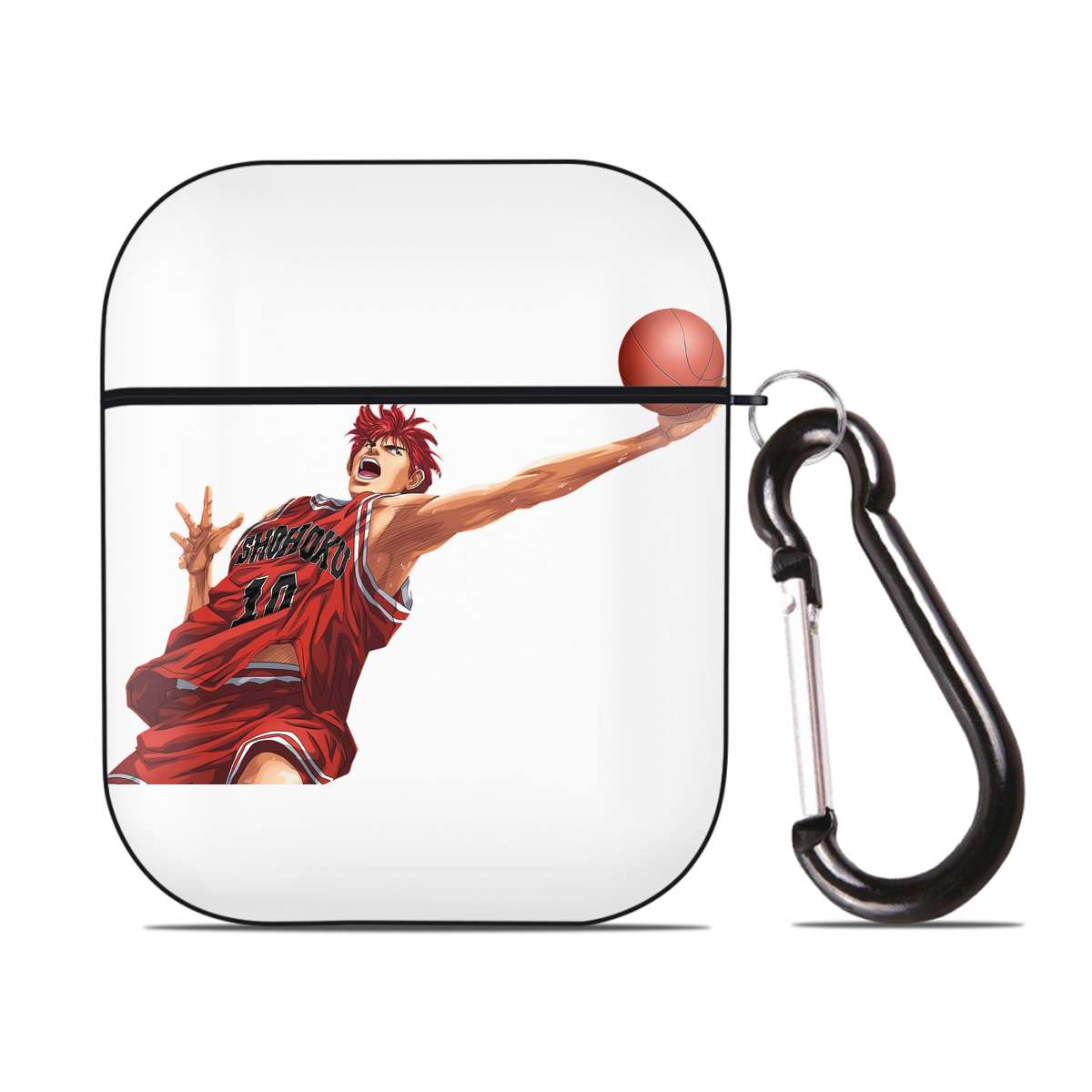 （画像用） SLAM DUNK／スラムダンク AirPods 第2世代保護ケース ハードシェル ブラック 耐衝撃・防指紋・カラビナ付き