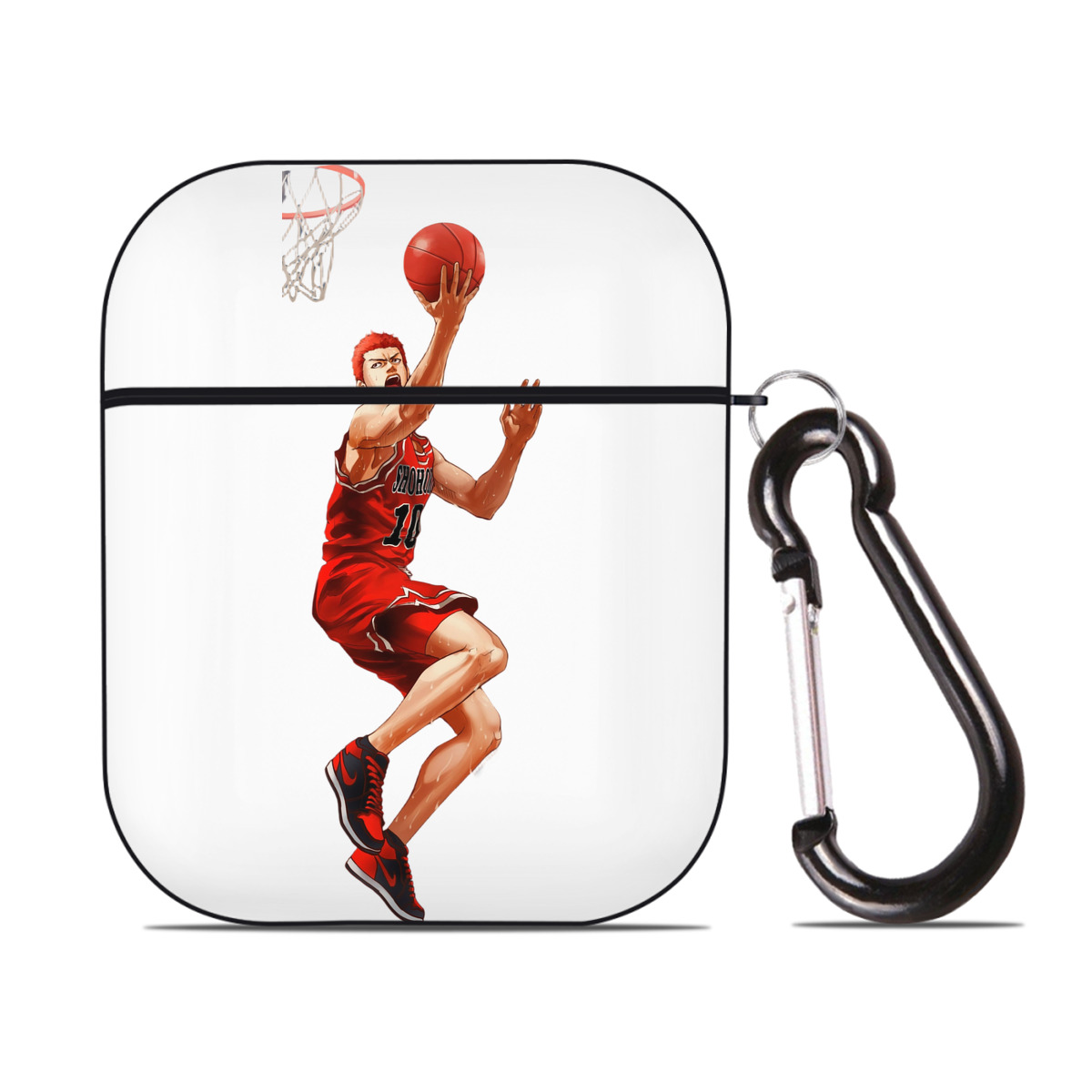 （画像用） SLAM DUNK／スラムダンク AirPods 第2世代保護ケース ハードシェル ブラック 耐衝撃・防指紋・カラビナ付き